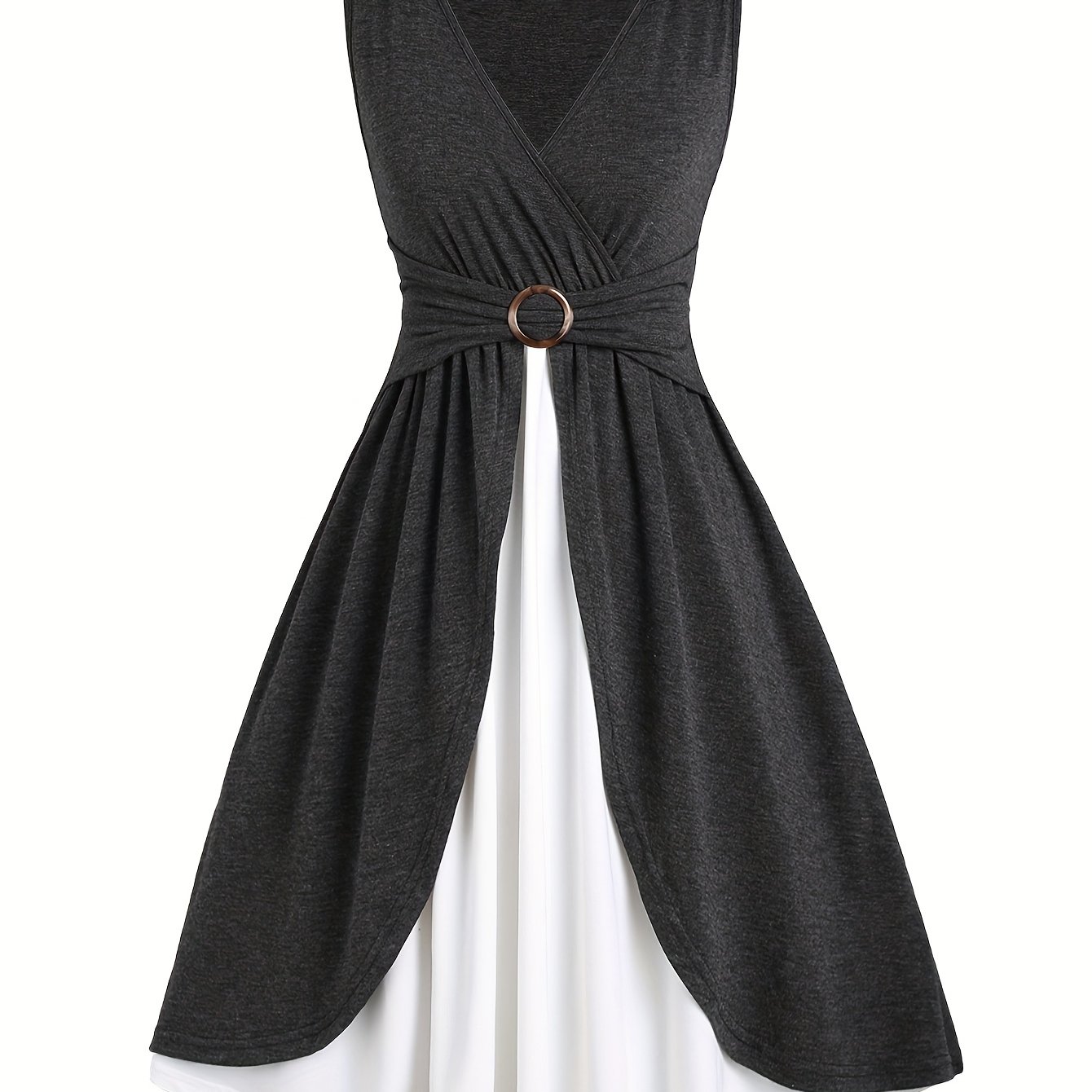Targeted Development Gathered Color Block Flared Dress