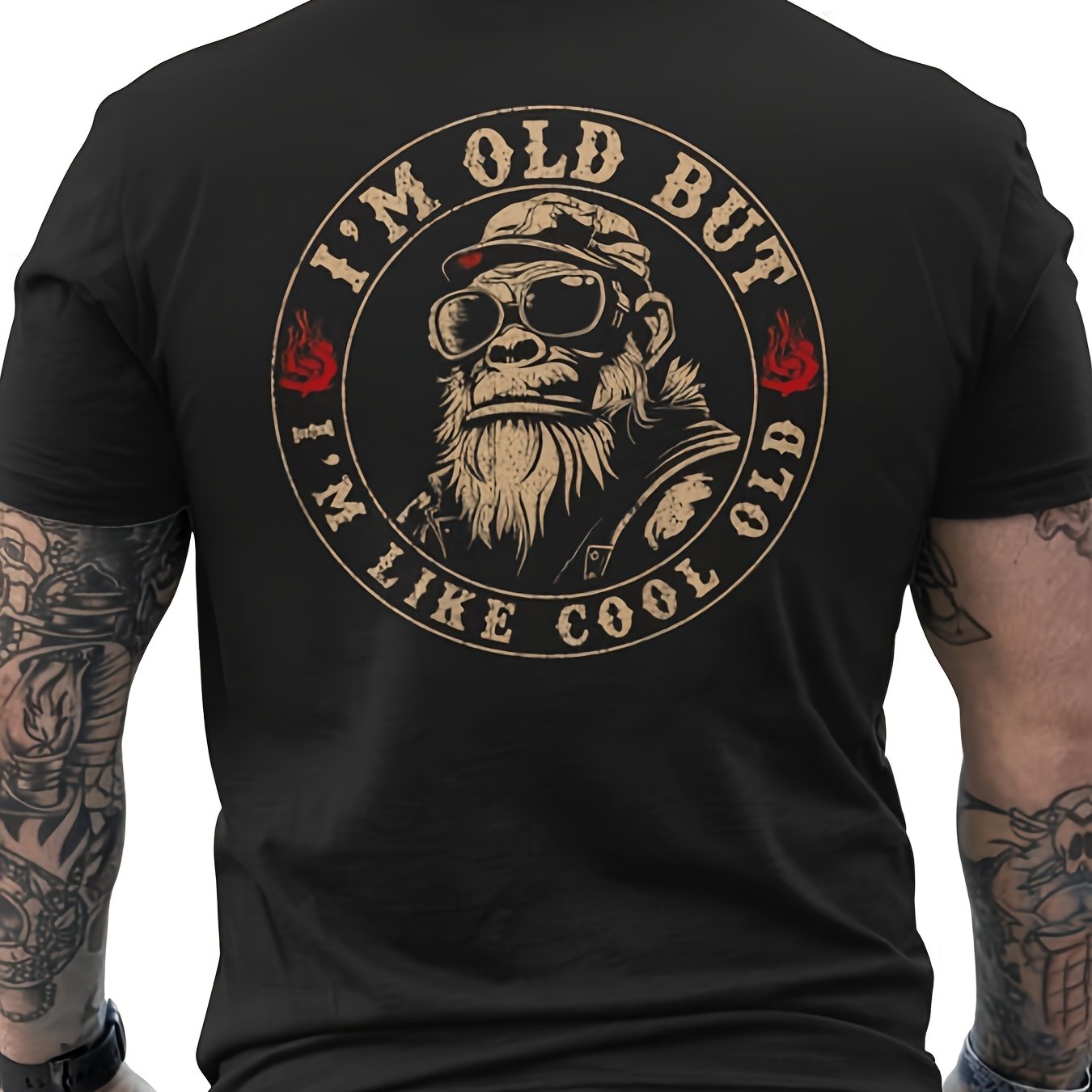 TEMU Plus Size Men's Funny Graphic T-shirt 'i'm Old But I' Cool Old' Round Neck Short Sleeve Casual Summer