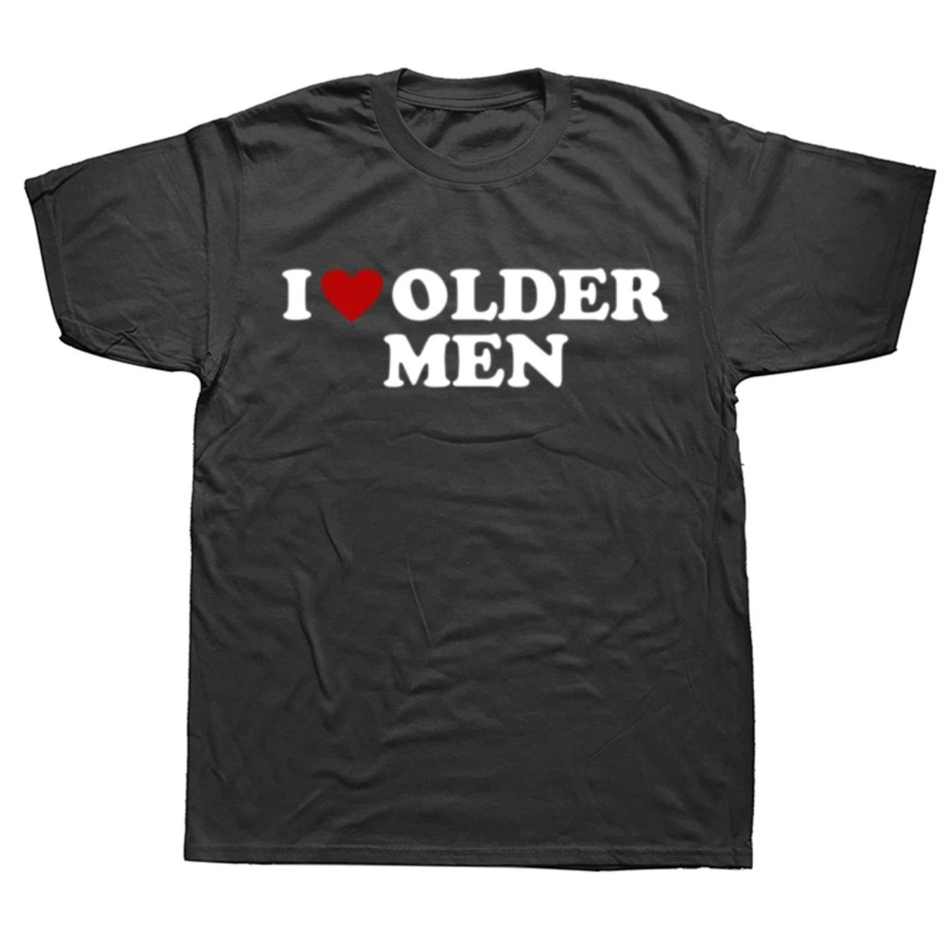 TEMU Casual T-shirt Featuring A Red Heart Pattern, Humorously Expressing Love For Elderly Men