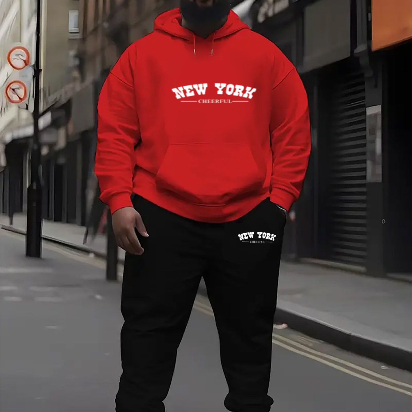 TEMU Fashion Printed Tracksuit For Big And Tall Men - Perfect Gift Idea, Plus Size