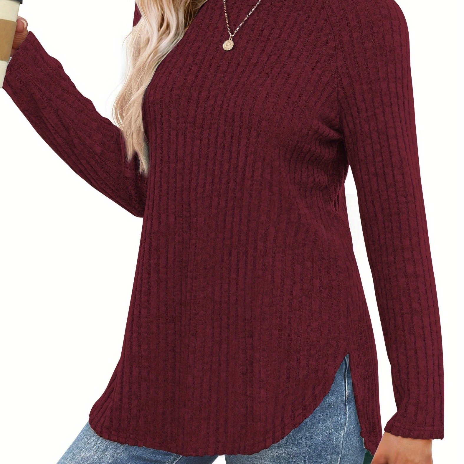 TEMU Women's Autumn And Winter -lined Long Sleeve Base Layer Casual T-shirt Outerwear Top