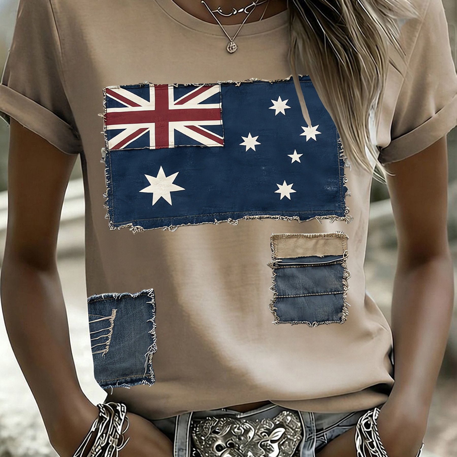 TEMU T-shirt Australie, Imprimé Drapeau Australien, Design Rétro Défraîchi, Décontracté et Confortable