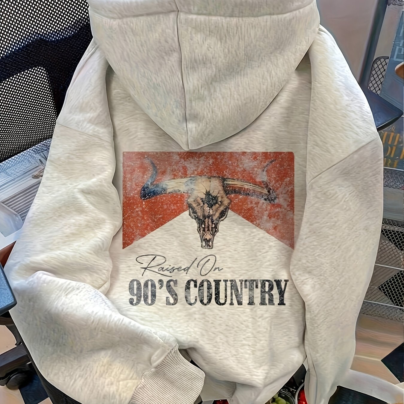 TEMU Vintage Women's Hoodie, Autumn Women's Graphic Hoodie, New Autumn Fashion Women' Color Long Sleeve Pocket Drop Shoulder Casual Hoodie