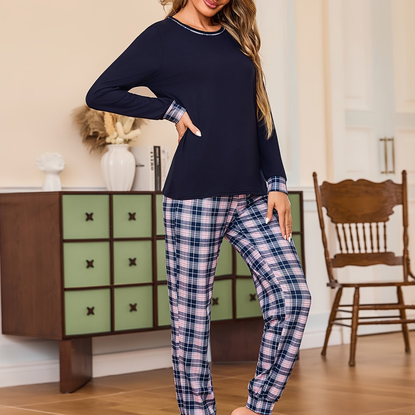 Casual Long-sleeve Women's Loungewear Set, V-neck Long-sleeve Set, Autumn Women's Set, Autumn And Winter Set, New Year Gift, Women's Gift