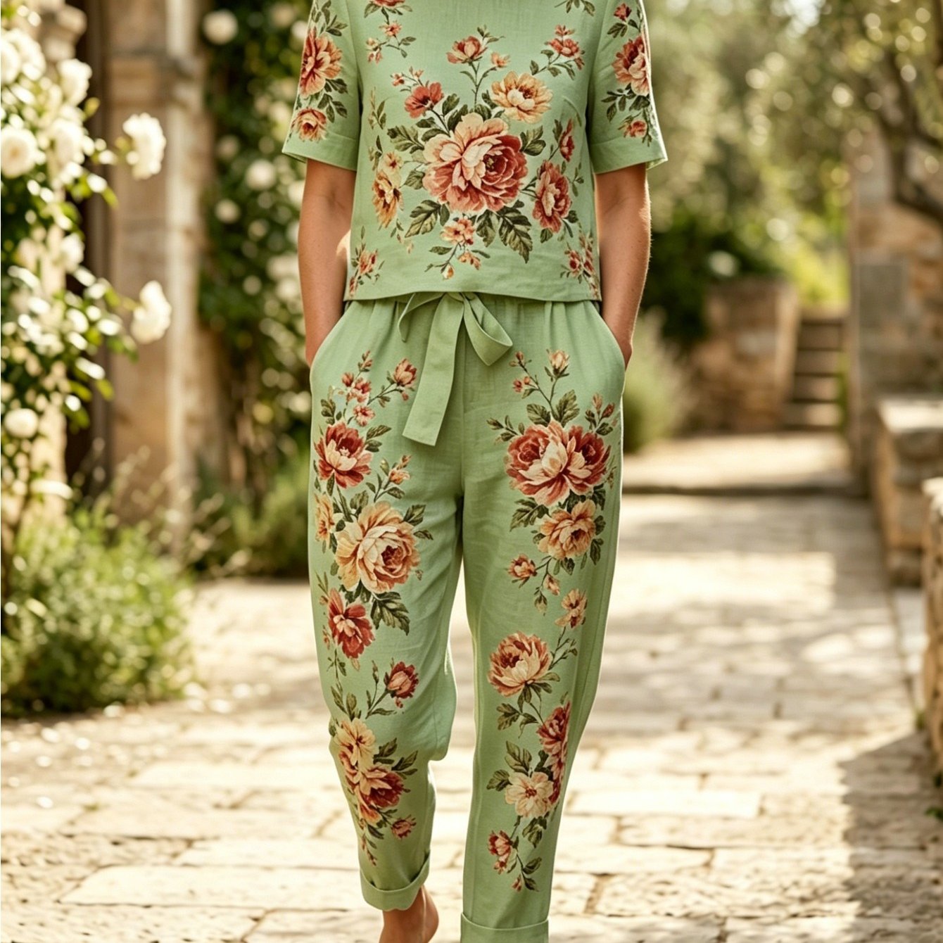 Two-piece Set Summer White Set For Women Short-sleeve Top And Casual Matching Pants Lazy Breathable Casual Set