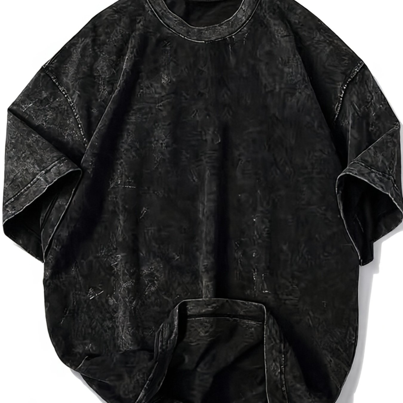 Image of Summer Oversized Men' Shoulder Vintage Washed T-shirt In European And . Street Fashion. Very Retro. Wear. Casual And Versatile Top, Plus Size