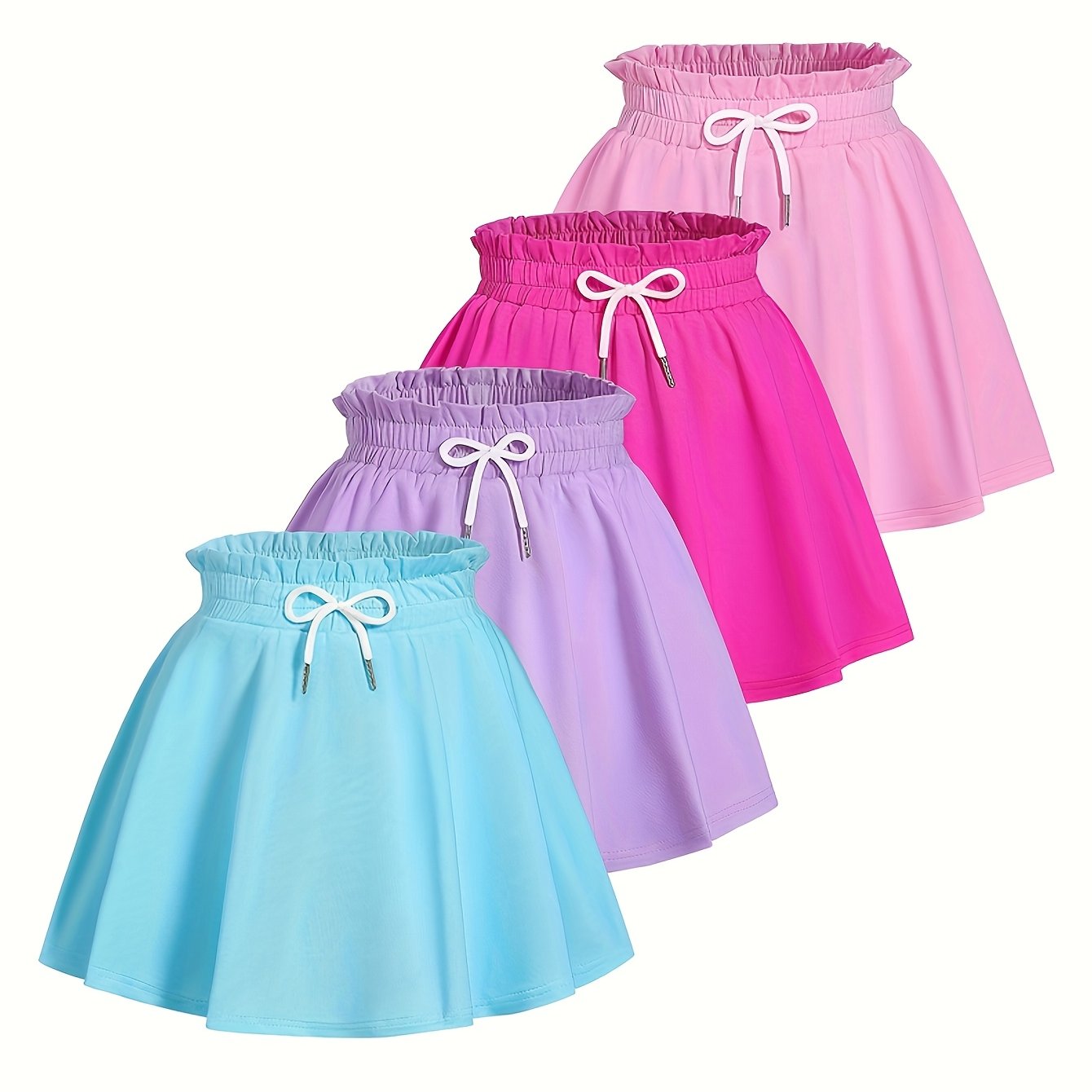 4pcs Girls Summer Fashion Shorts Summer Children Quick Dry Solid Color Comfortable Breathable Korean Style Girls Beach Pants Dress Easter Gift, Perfect For Outdoor