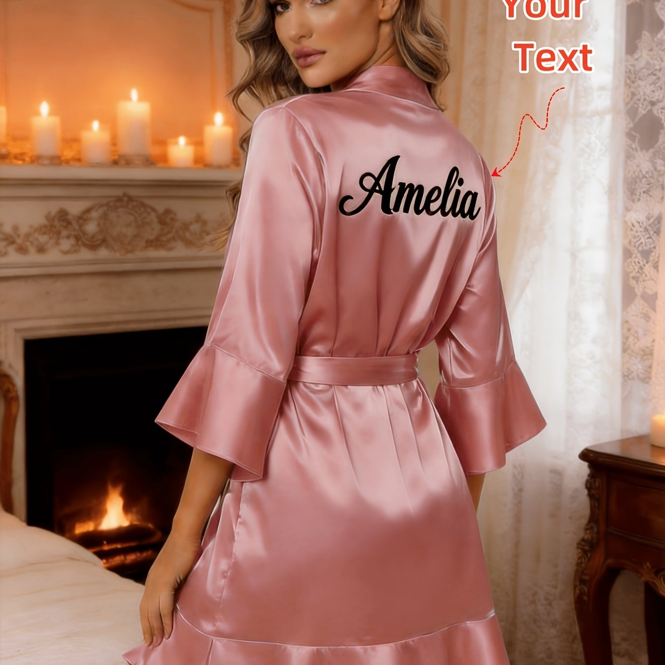 TEMU Camicia da da donna ricamata con personalizzato, abito da sposa, abito da d', abbigliamento per feste di nozze, regalo per feste, accappatoio