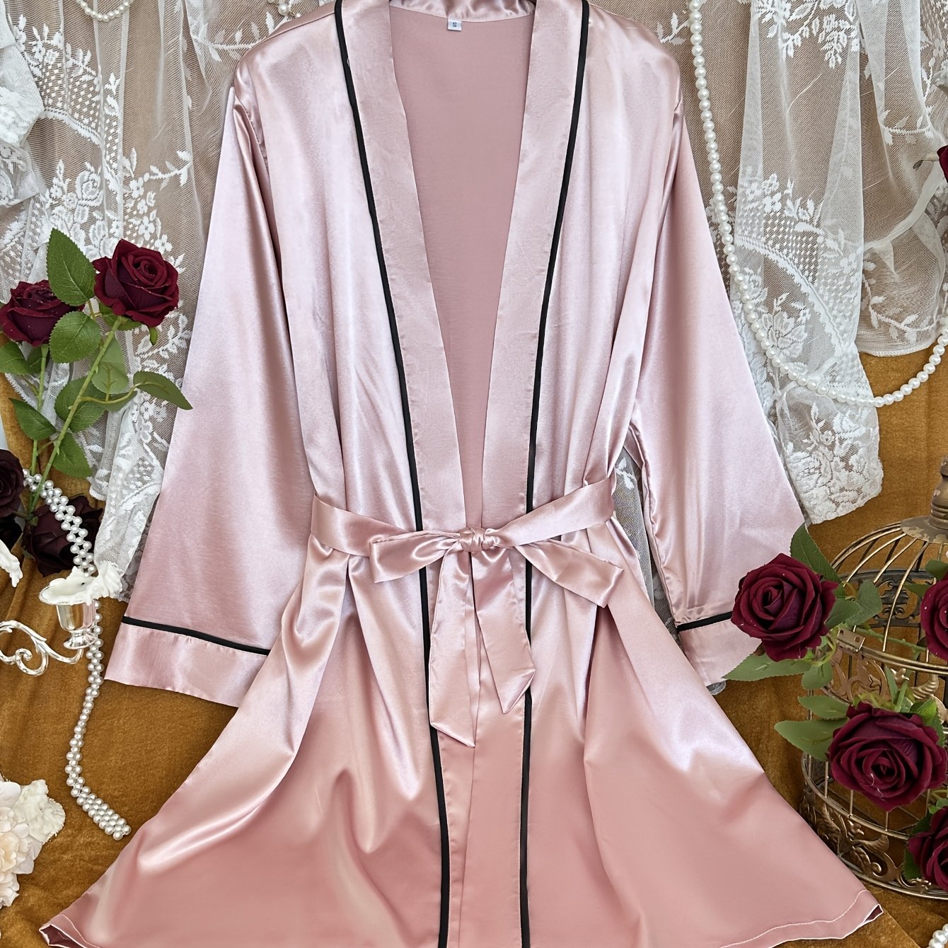 TEMU Women's Comfortable And Elegant Lace-up Robe