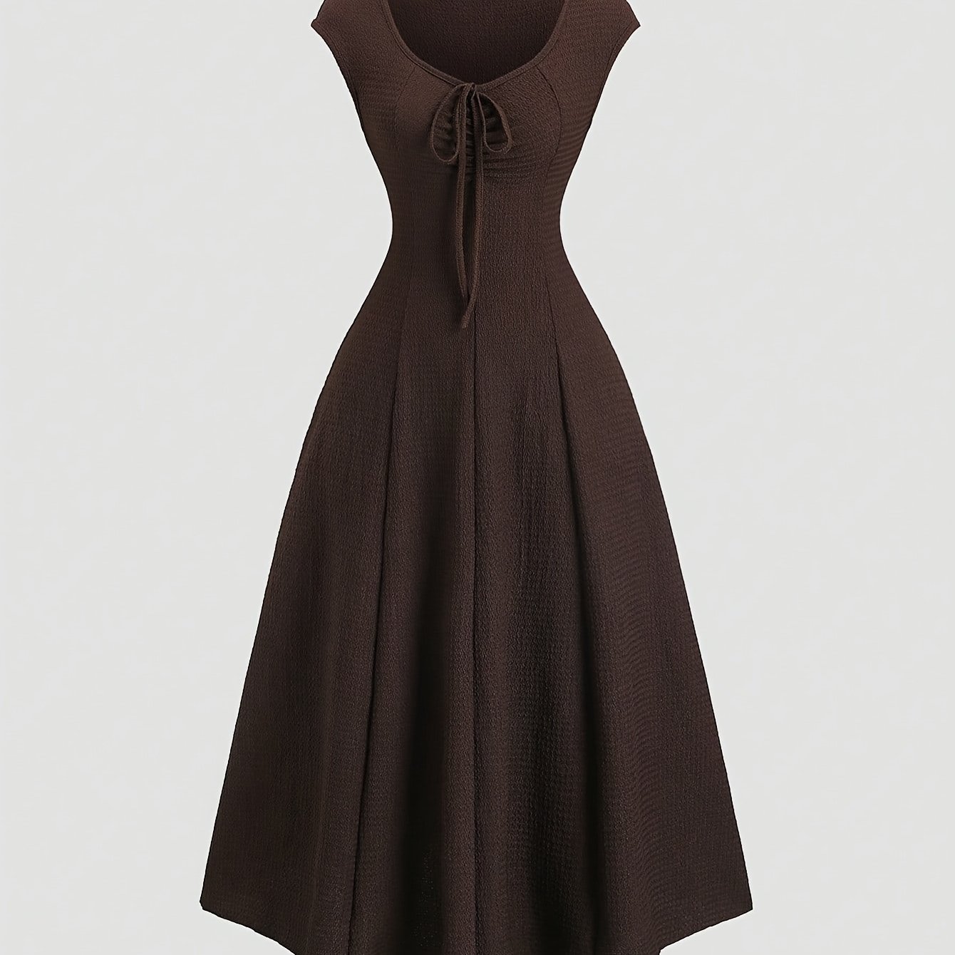 TEMU Fashion Solid Color Waist Tied Long Dress, European Style