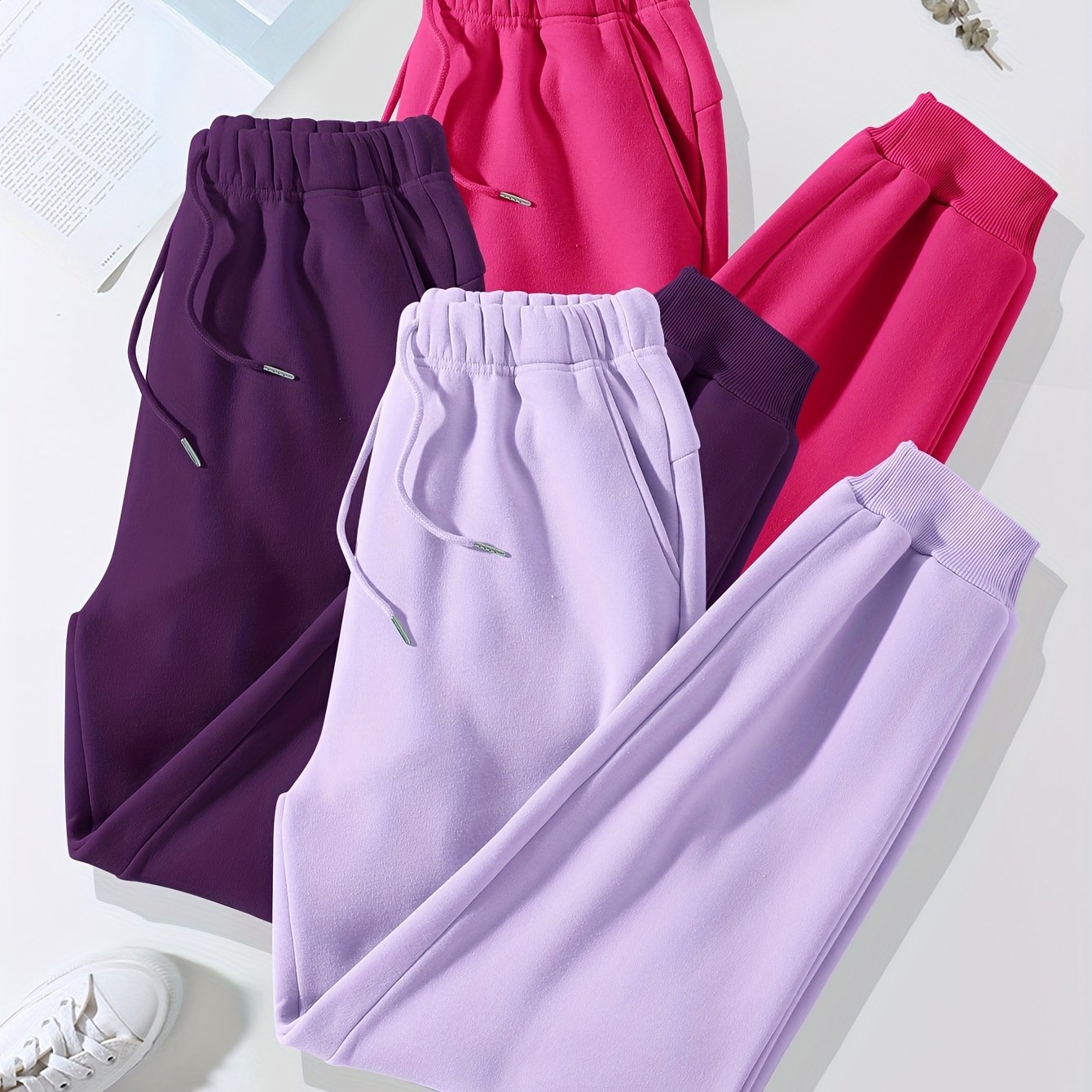 TEMU Autumn/winter Women's Sporty Casual Sweatpants 3pcs Set, -lined And Thickened For Warmth, Suitable For Shopping, Indoor Gatherings, Fashionable,