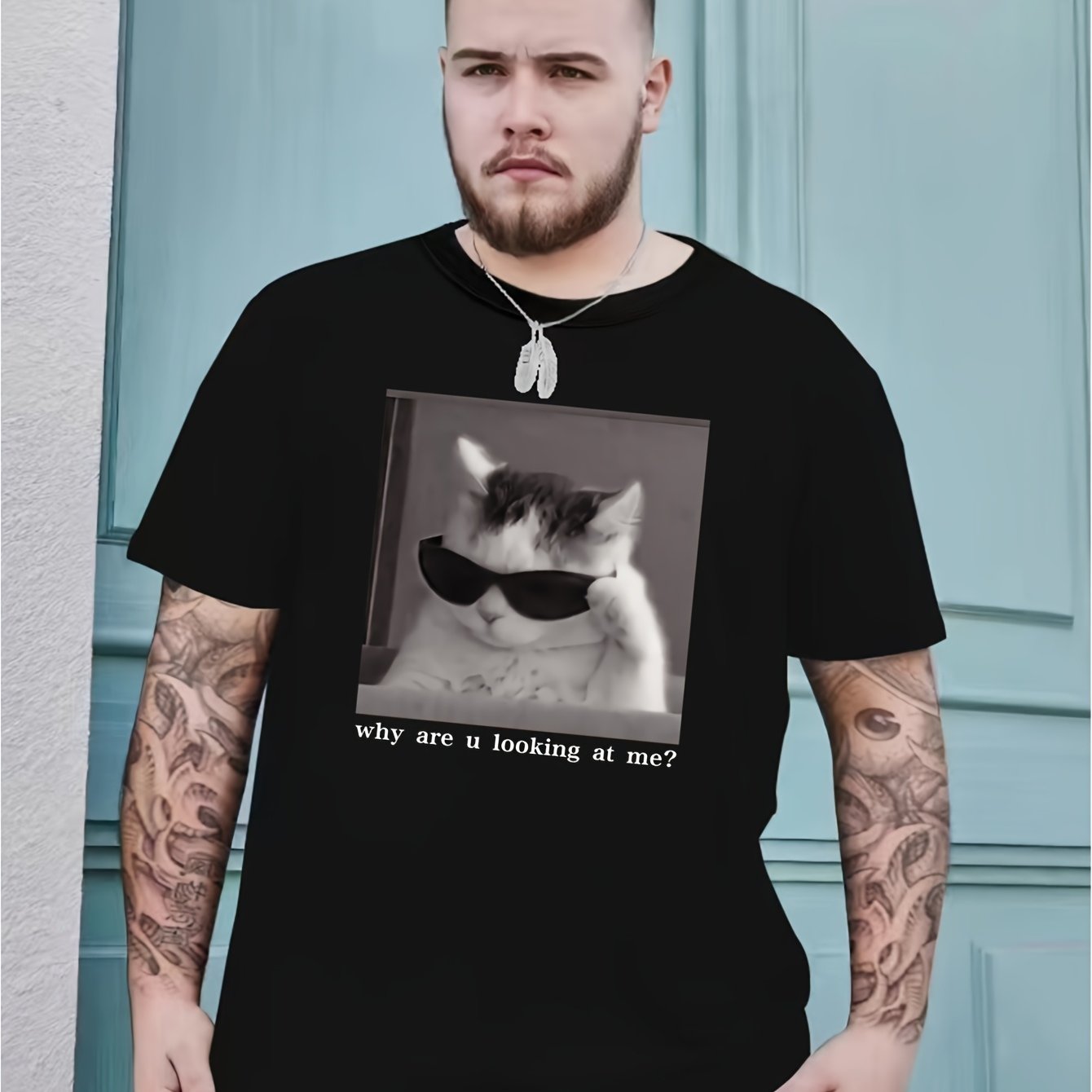 TEMU 2023 Spring Summer Short Sleeved T-shirt Fashion Logo Printed Male Youth Spring Summer Round Neck Enlarged Casual Versatile Top, Plus Size
