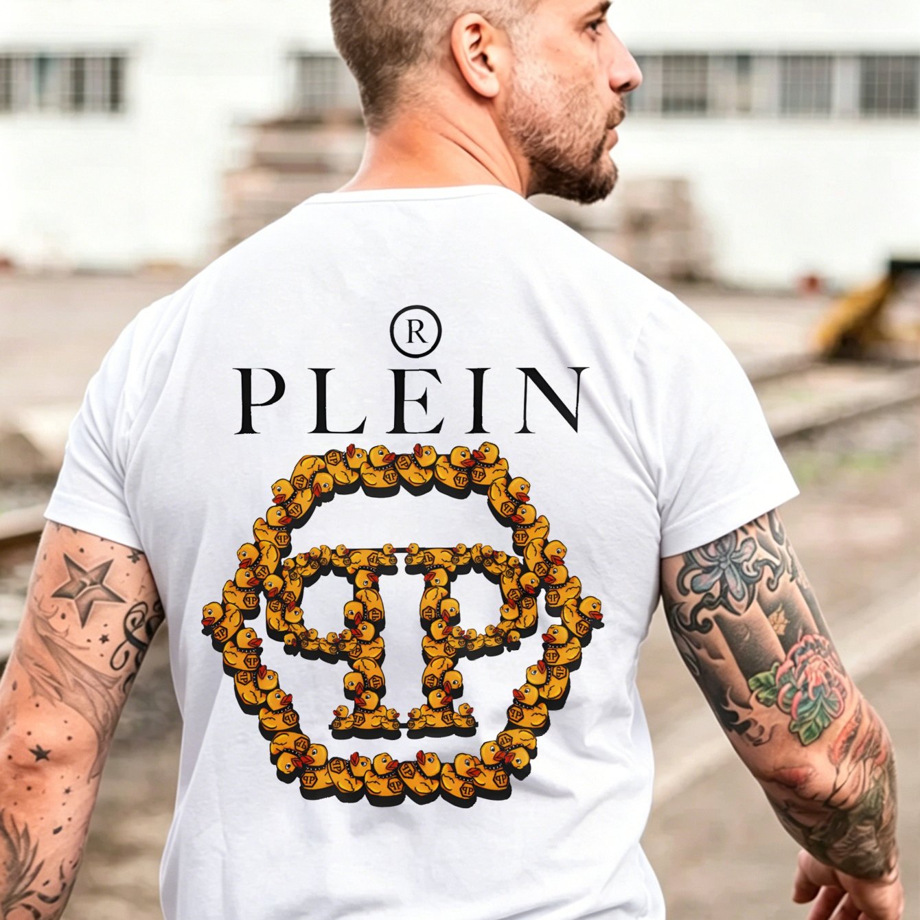 Image of Casual Streetwear Style, Men's 100% Cotton T-shirt, Plein Skull Graphic Print, Summer Daily Wear, Gift For Boyfriend Or Husband, Plus Size