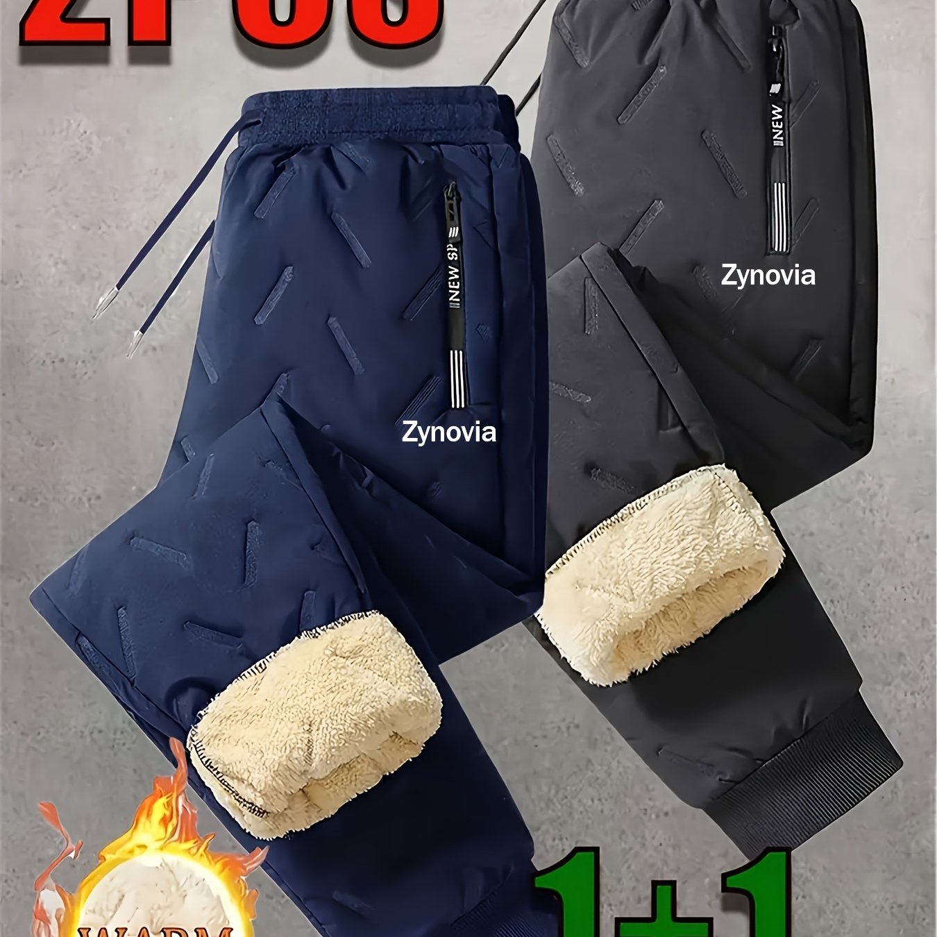 TEMU 2pcs Heavy-duty Thermal Pants With Extra-cushioned - Windproof & High Quality Winter Trousers, Non-stretch Fabric For Cold Weather, Outdoor, -