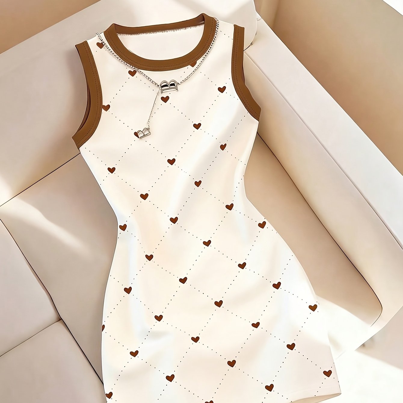 TEMU Women's Fashion Heart Print Dress