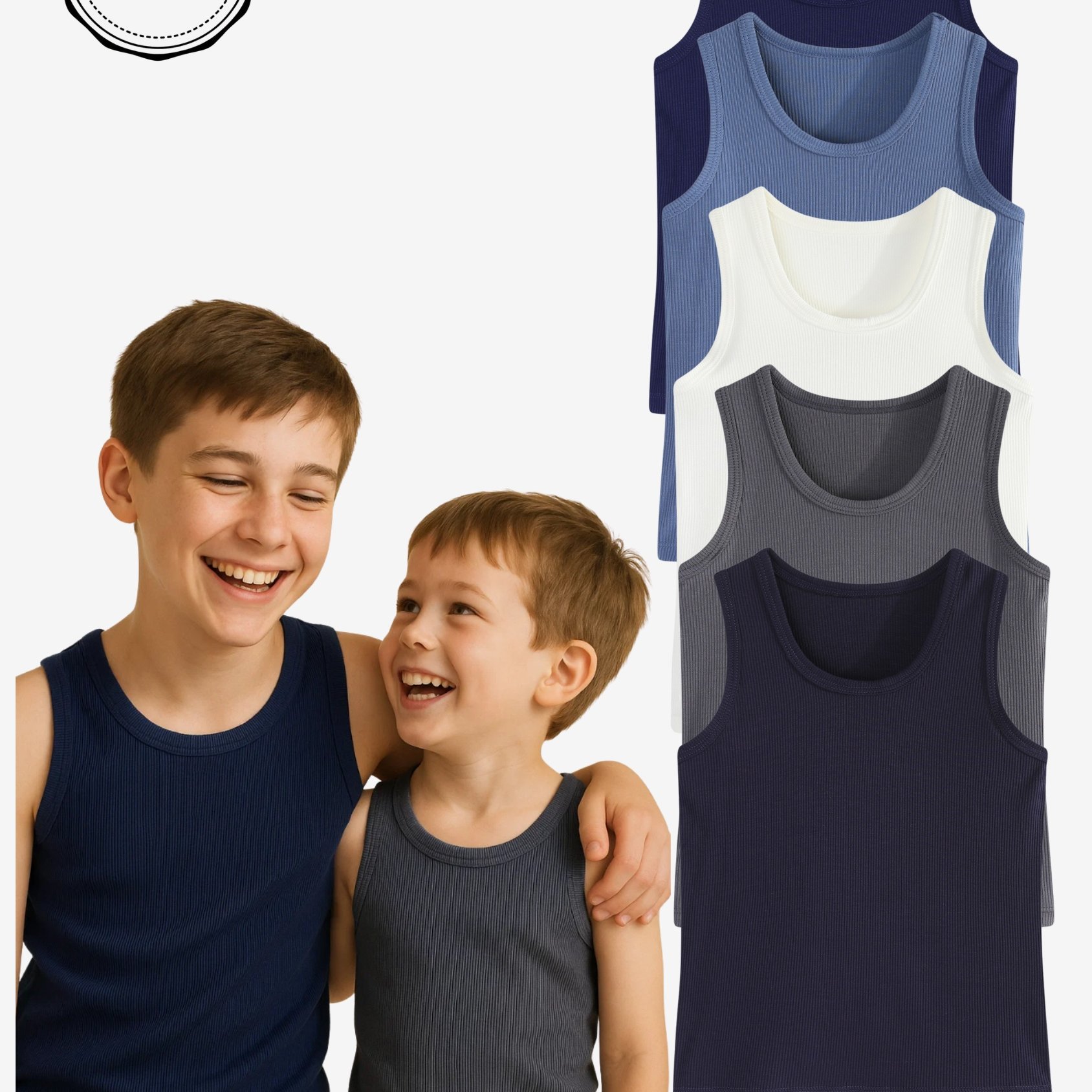 5-pack Boys' Tank Tops, Popular Colors, High-quality Fabric, Suitable For , Ages 2-13