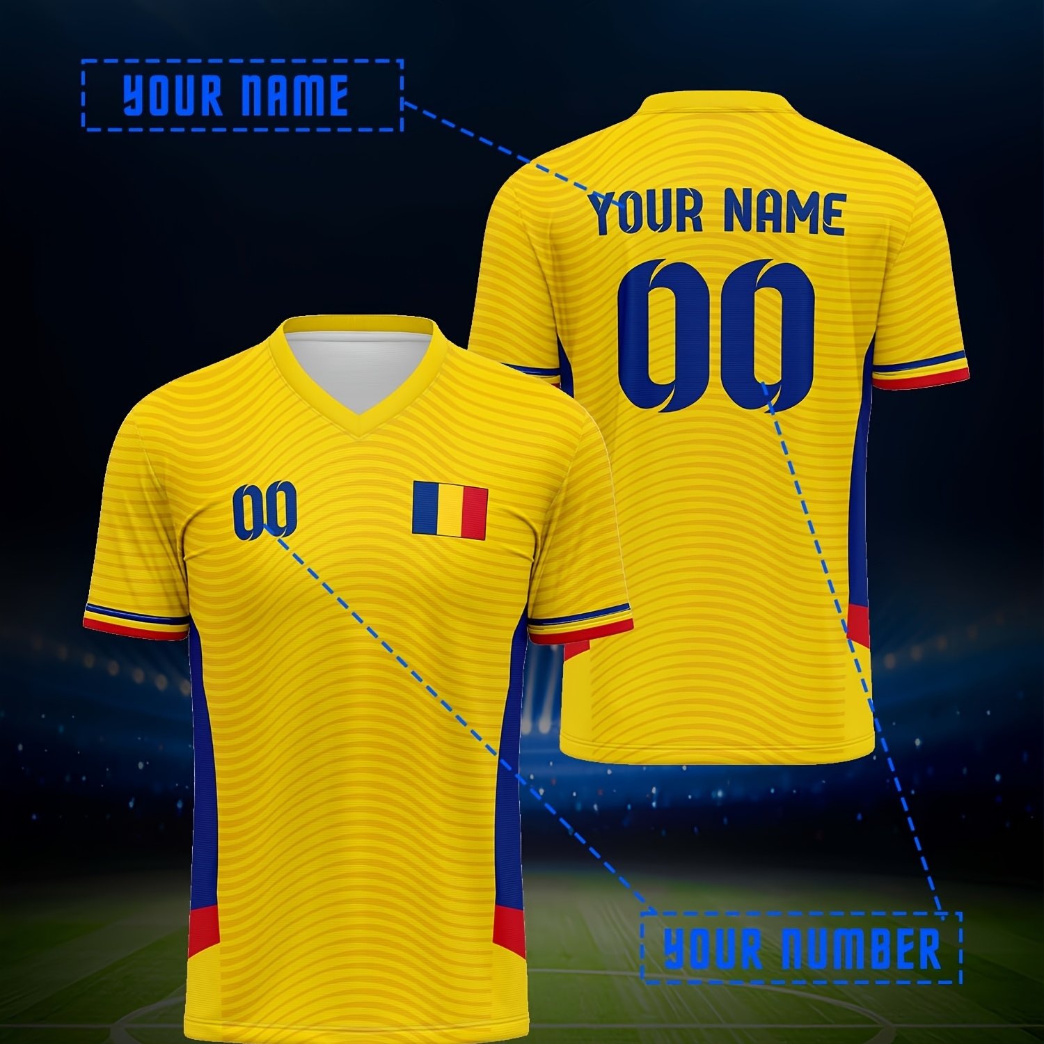 TEMU European Romanian V-neck Football Athletic Wear Comfortable Fitted Personalized Suitable For Parties And Summer Events