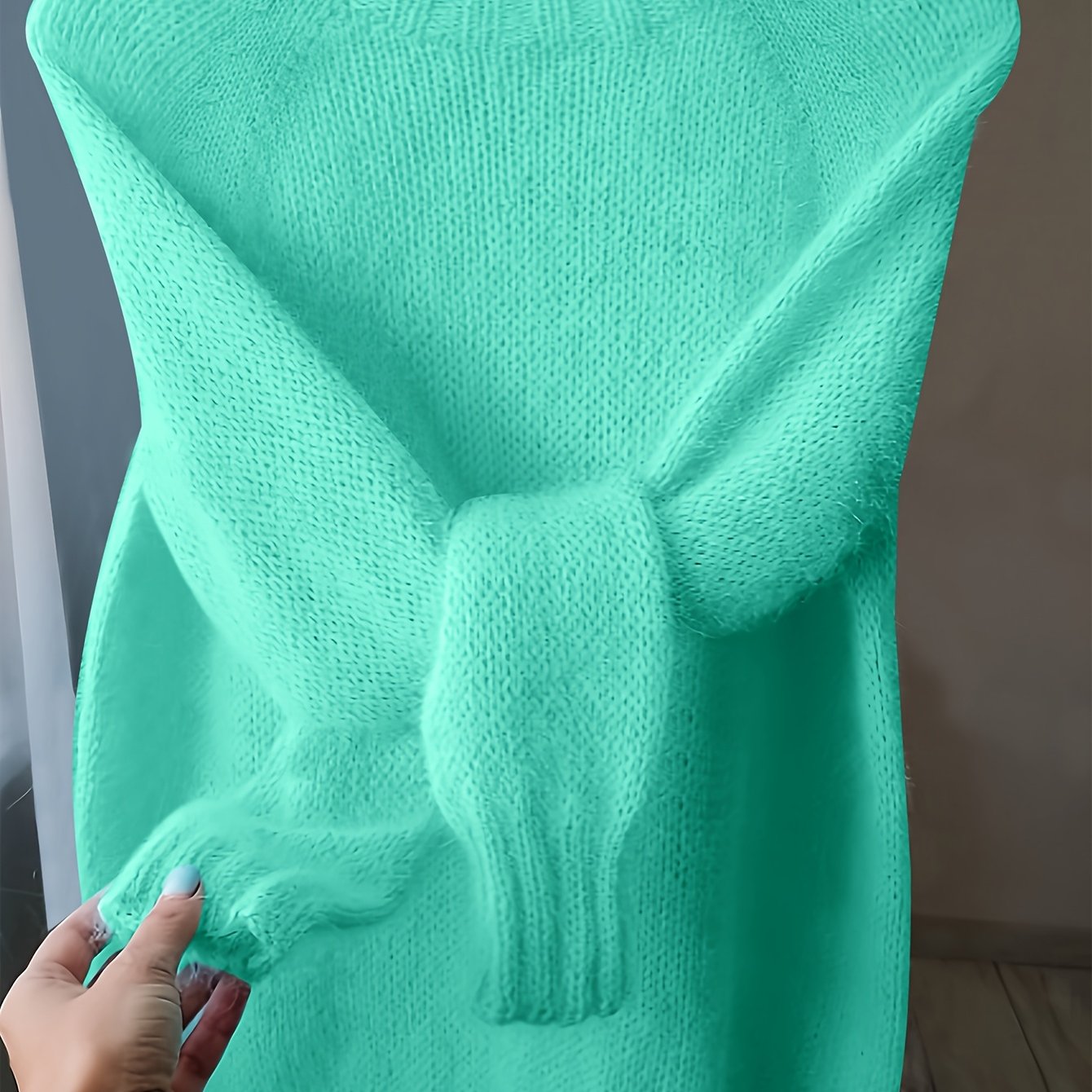 Image of Women's Round Neck Thick Sweater, Plush Long Sleeve Loose Soft Pullover, Casual Lazy Comfortable Sweater Suitable For Autumn Winter Street Vacation Wear