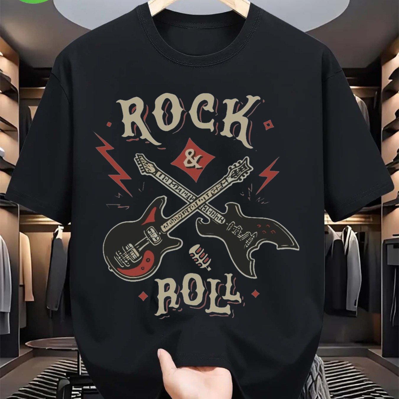Image of Men's Graphic Tee - Heavyweight 100 Neck T-shirt With Electric Guitar Design | Breathable Regular Fit, Apparel, Print, Soft Material, Suitable For Concerts, Gym, Casual Outfits, Plus Size
