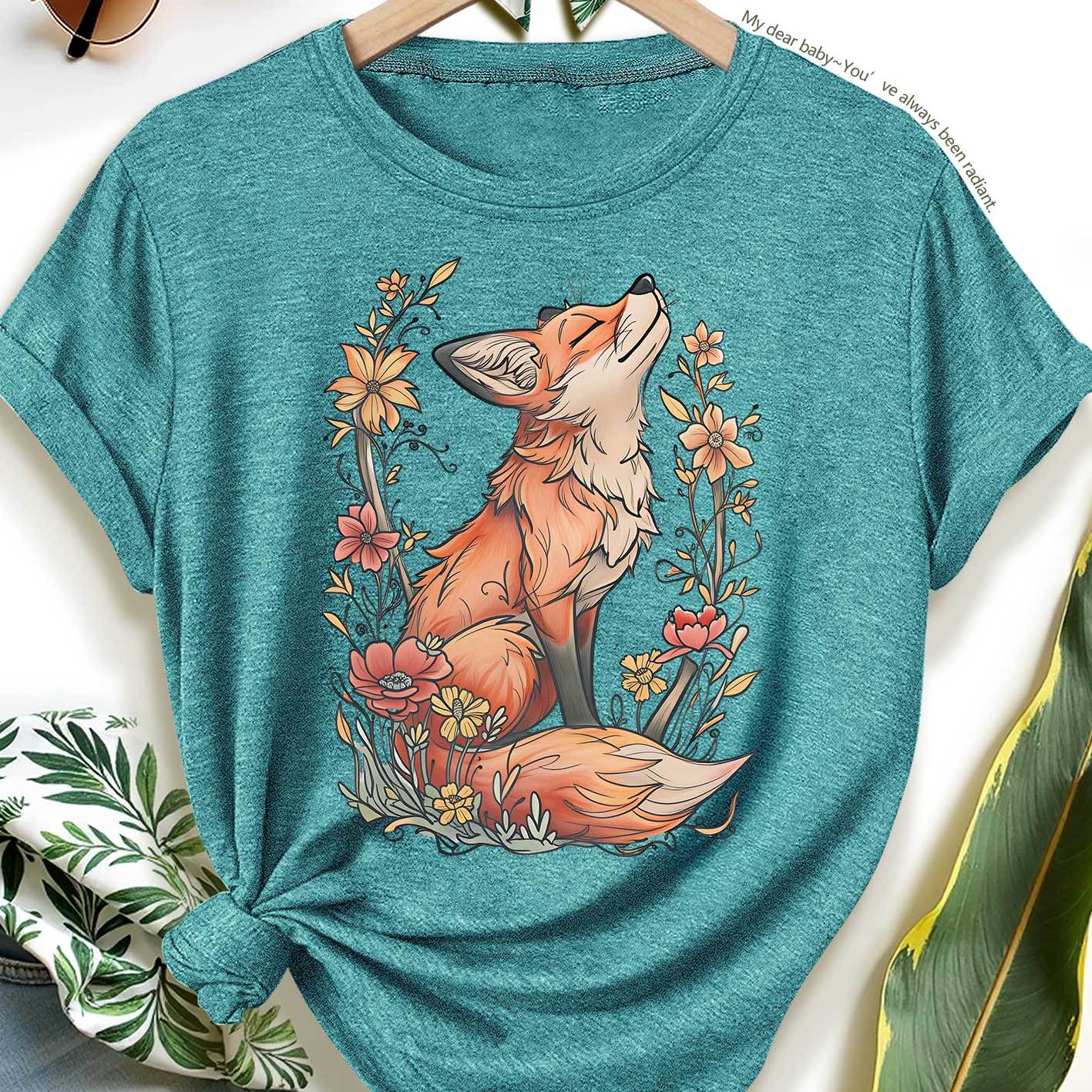 TEMU New Summer Plus Size Women's T-shirt From Flowers Print, Elegant Vintage Style For Spring, Summer, And Autumn, Loose Fit, Versatile For Casual