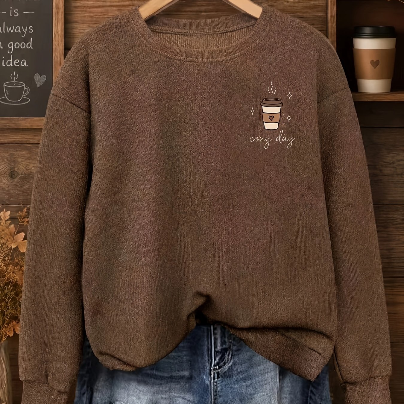TEMU Women's Fashion Casual Long-sleeve Top, Loose-fit Versatile Pullover