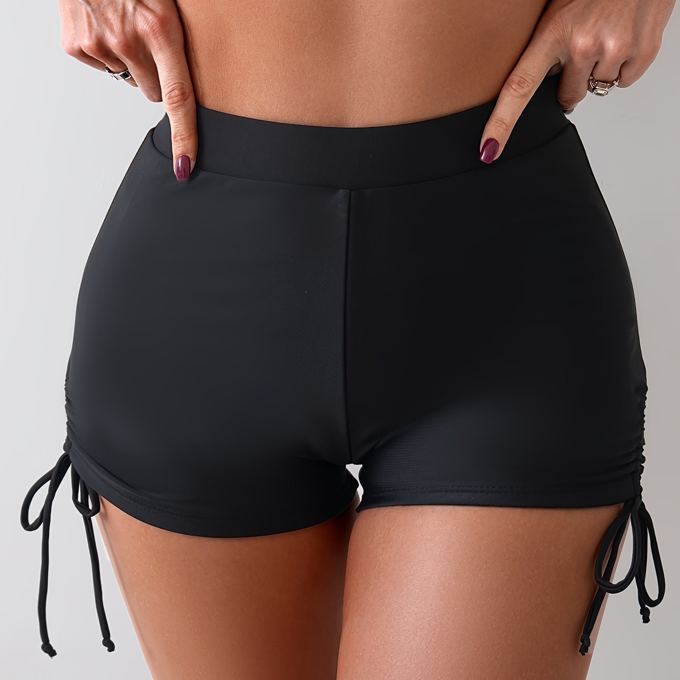 High-waist Pleated Boyshort Base Layer Anti-see-through Hip-hugging Women's Swim Briefs