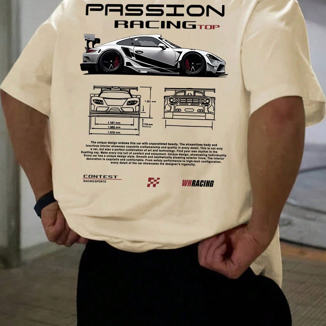 TEMU T-shirt Homme Manches Courtes Col Rond Imprimé Lettres de Course, Idéal pour les Sports d'Été Air