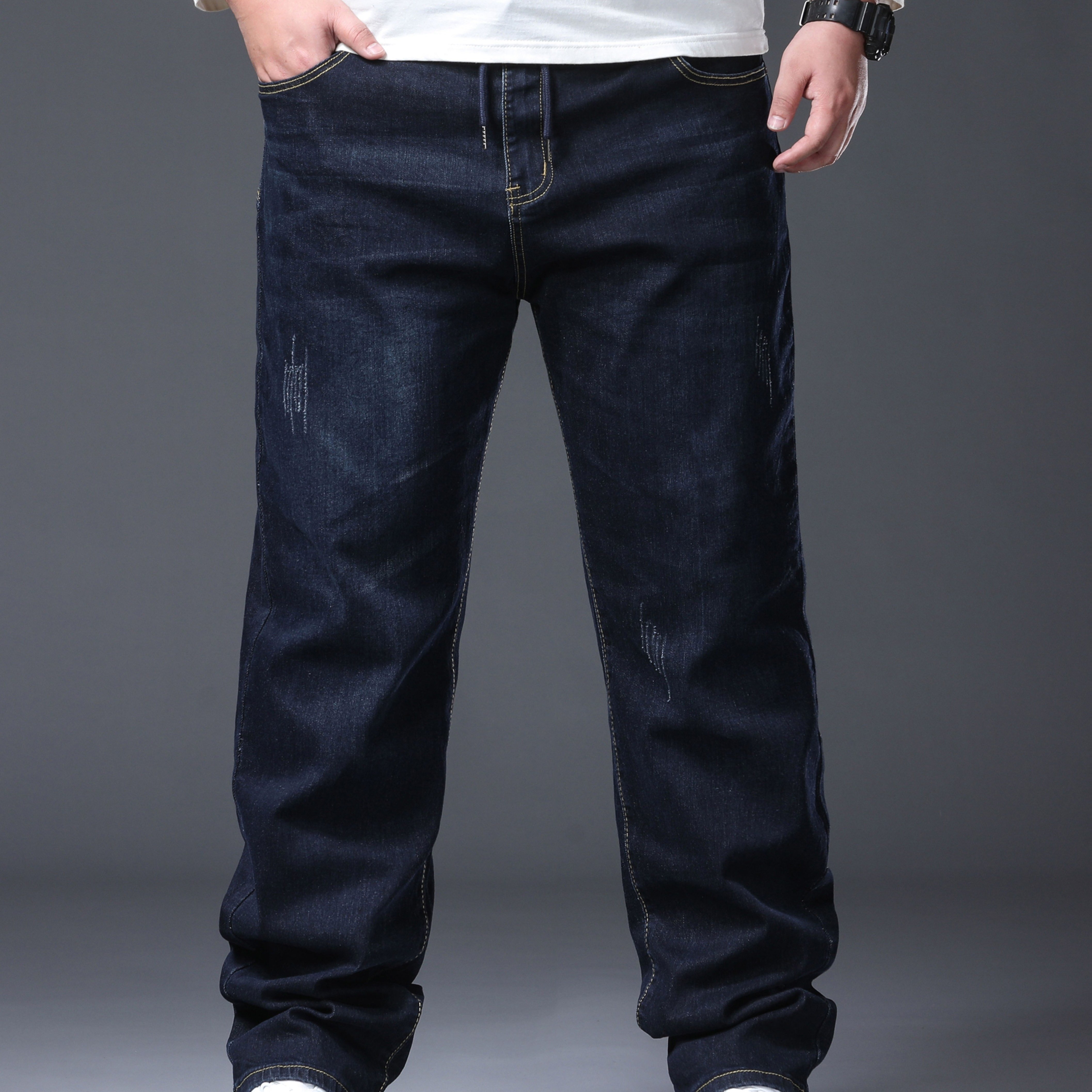 Image of Men's Heavyweight Stretch Jeans In Plus Sizes And Extended Lengths, And A Slimming Effect, In Sizes 2xl To 7x, With Luxury Feel And Non-iron Fabric