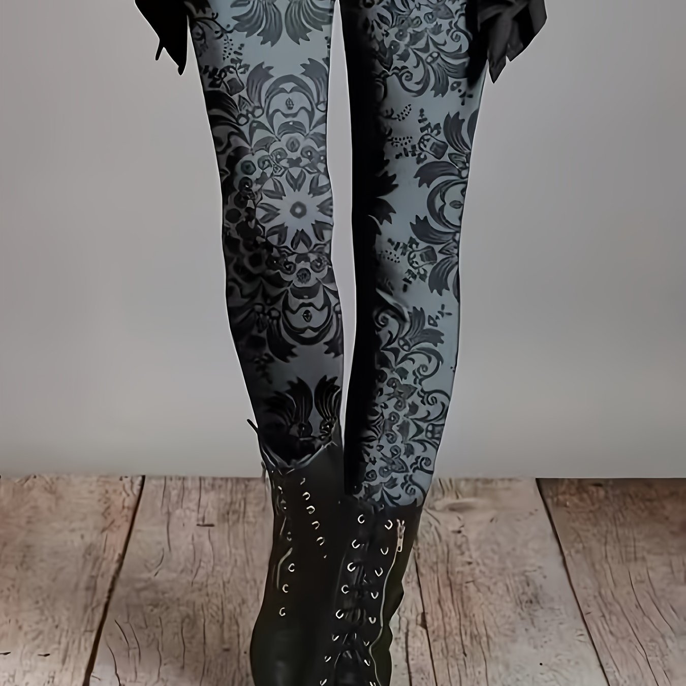 Plus Size - Plus Size - Patterned Leggings, Casual Elastic Waist Stretch Pants, Women's Clothing