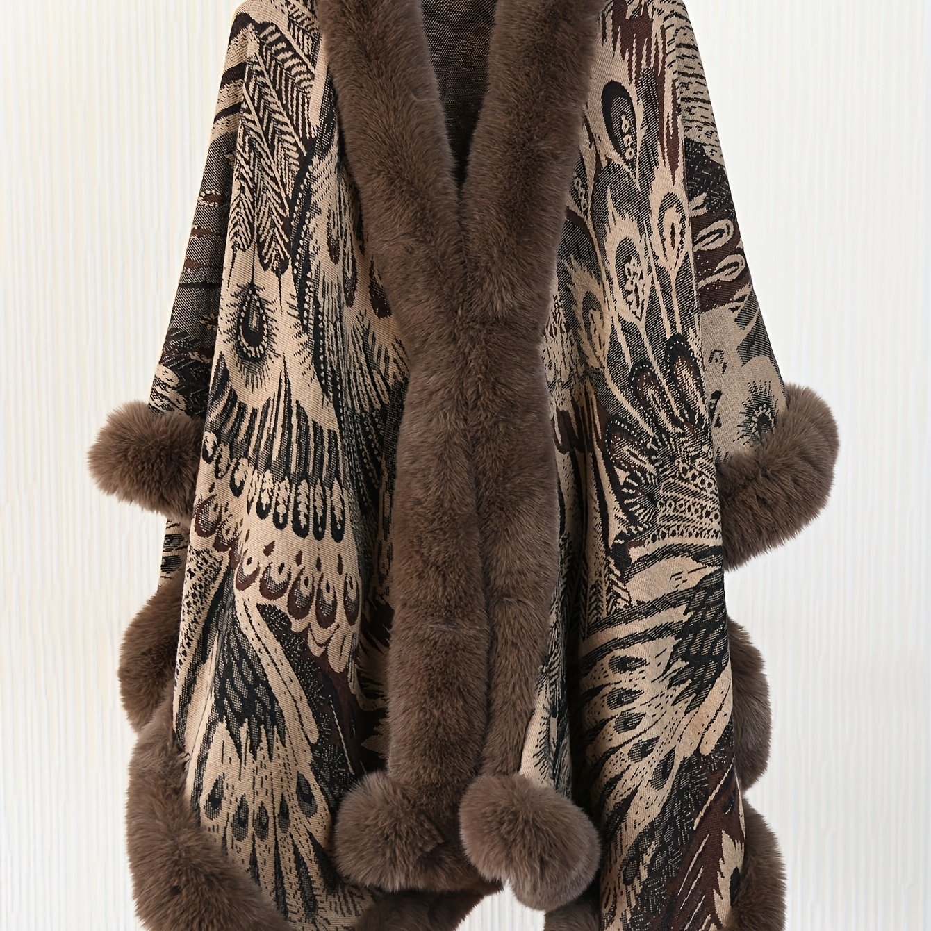 TEMU Plus Size - Plus Size - Women's Shawl Cape, Shawl, Matching Soft Trim Cape Coat, New Warm Comfortable And Breathable