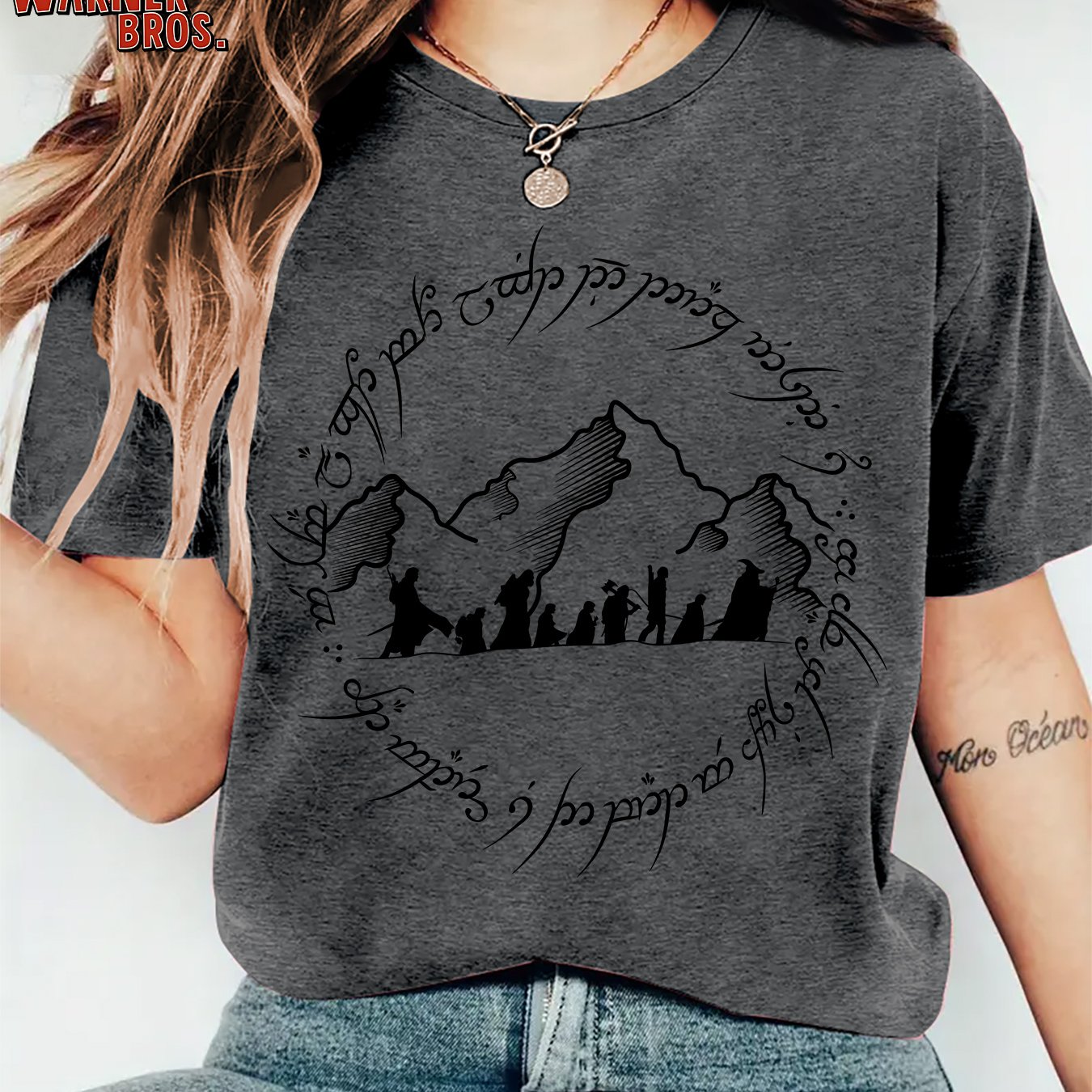 TEMU Wb Women's Plus Size The T-shirt - Vintage Of The Ring Iconic & Ring Emblem Print, Round Neck Short Sleeve Tee Suitable For Casual Wear, Travel,