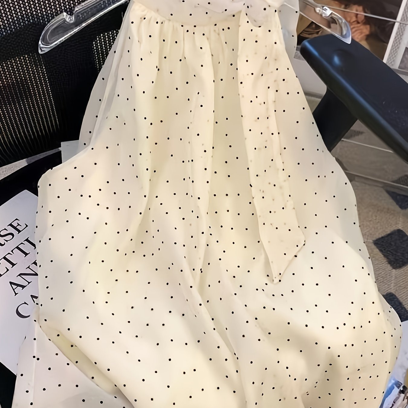TEMU Blouse à en mousseline de soie à sous le cou et à nuque dénudée pour femme, haut d'été à coupe poupée et du ventre, haut manches éthéré