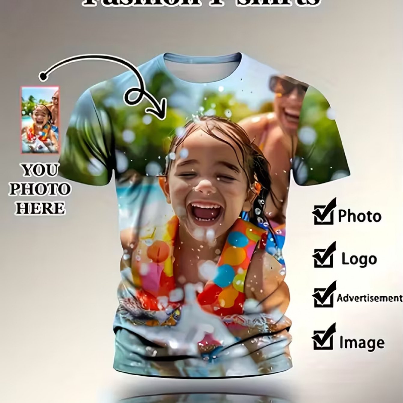 TEMU Men's Custom Photo T-shirt, 3d Printed Summer Crew Neck Short Sleeve, Quick-dry With Stretch, Heat Transfer Personalized Design Style Fashion