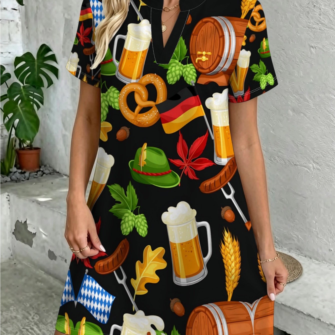 TEMU New European And Women's Fashion Casual Dress, Spring/summer Oktoberfest German- Print Dress, Daily Casual Comfortable Dress, Trendy And