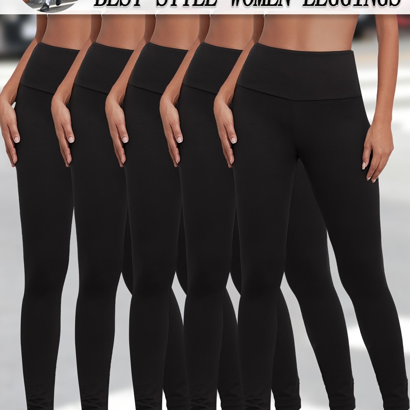 5 Pack Women's High Waisted Tummy Control Workout Leggings - Full Coverage Non-see Through Yoga Running Pants, 5 Colors (solid), Pants For Postpartum & , Multi-use For Gym, Dance, Casual Attire -
