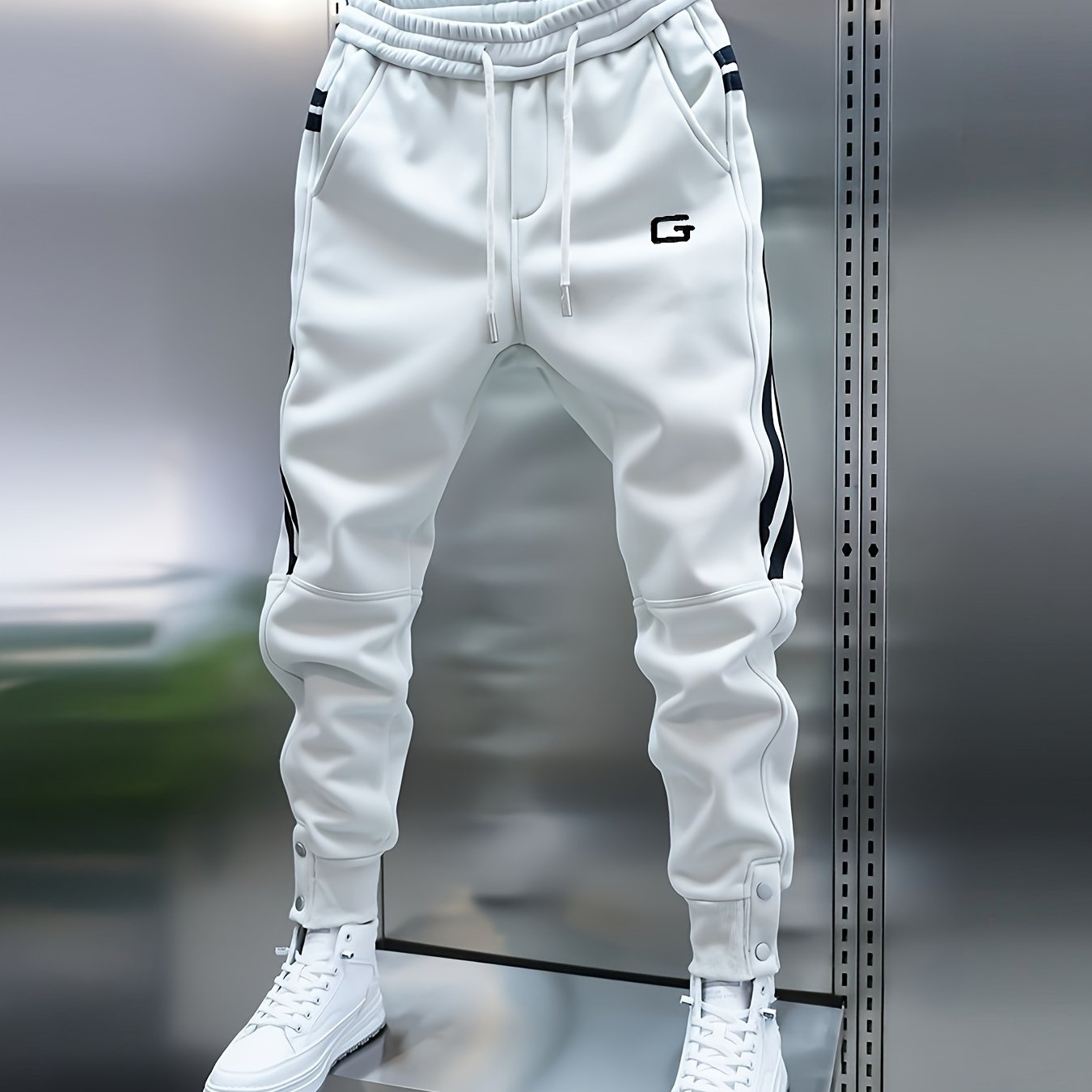 TEMU Pantaloni casual da con patchwork , stringenti in vita, pantaloni sportivi elasticizzati da tuta, pantaloni harem slim, essenziali per /inverno
