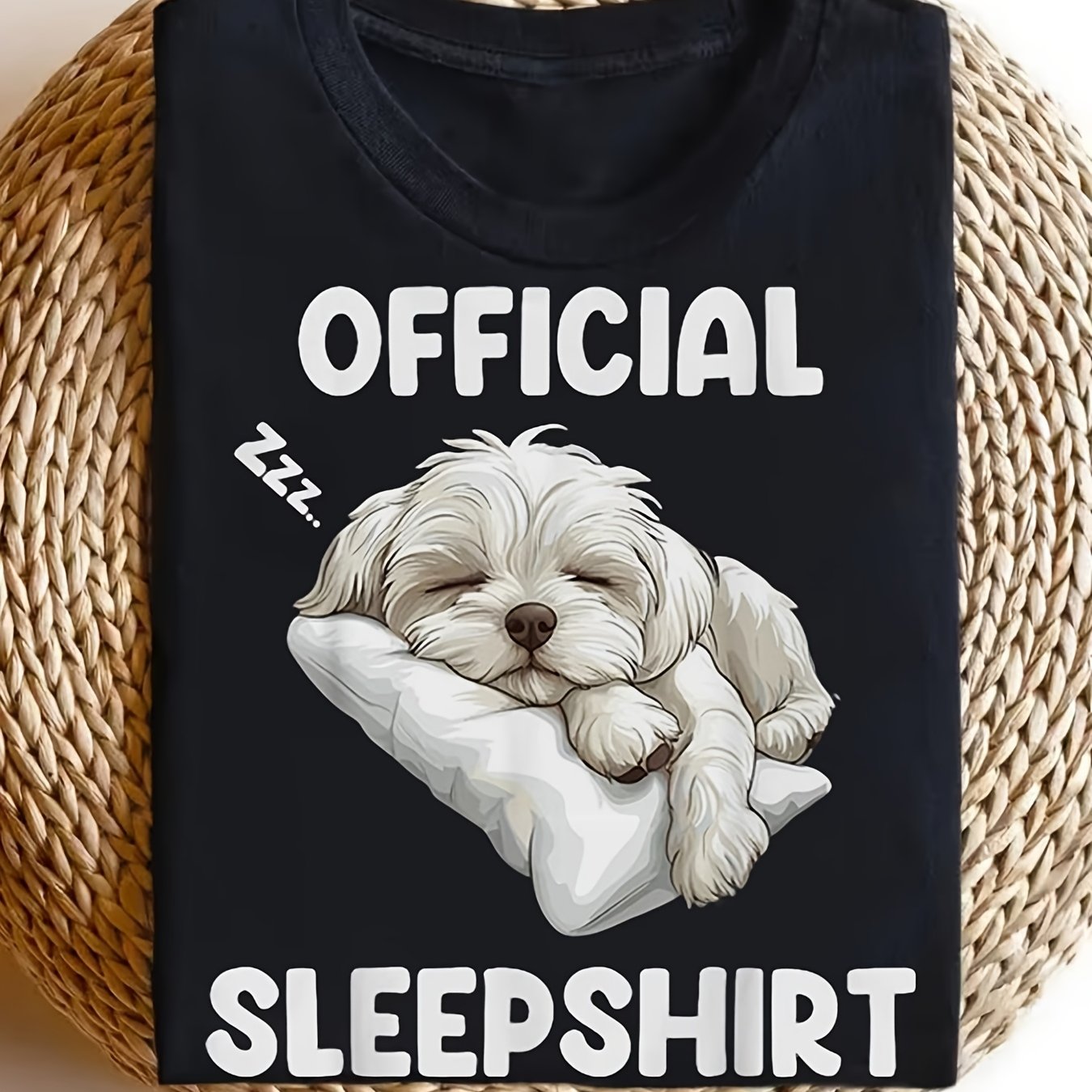 TEMU Plus Size - Maltese Dog Lover T-shirt - Cute Maltese Puppy Print Sleepwear And Casual Wear Unisex, Featuring Regular Fit And High
