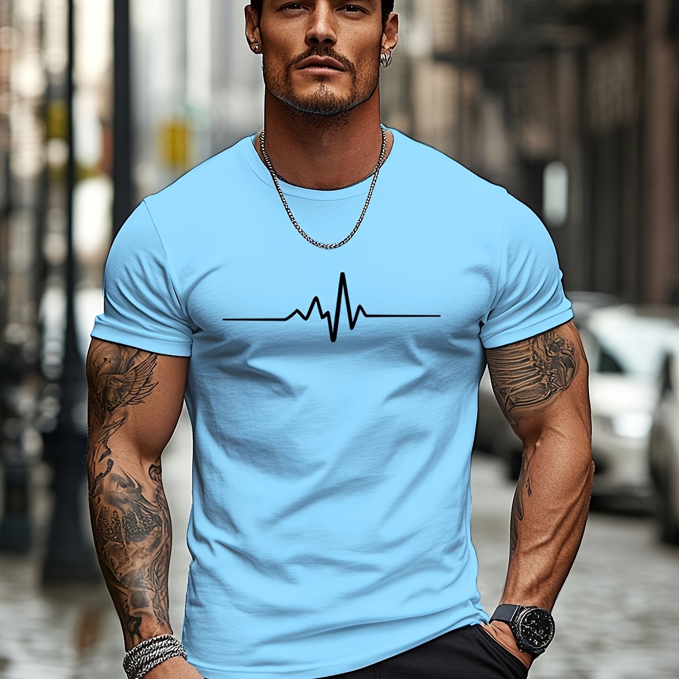 TEMU T-shirt d'été pour homme à manches courtes, imprimé décontracté et western, col rond, idéal pour les quotidiens