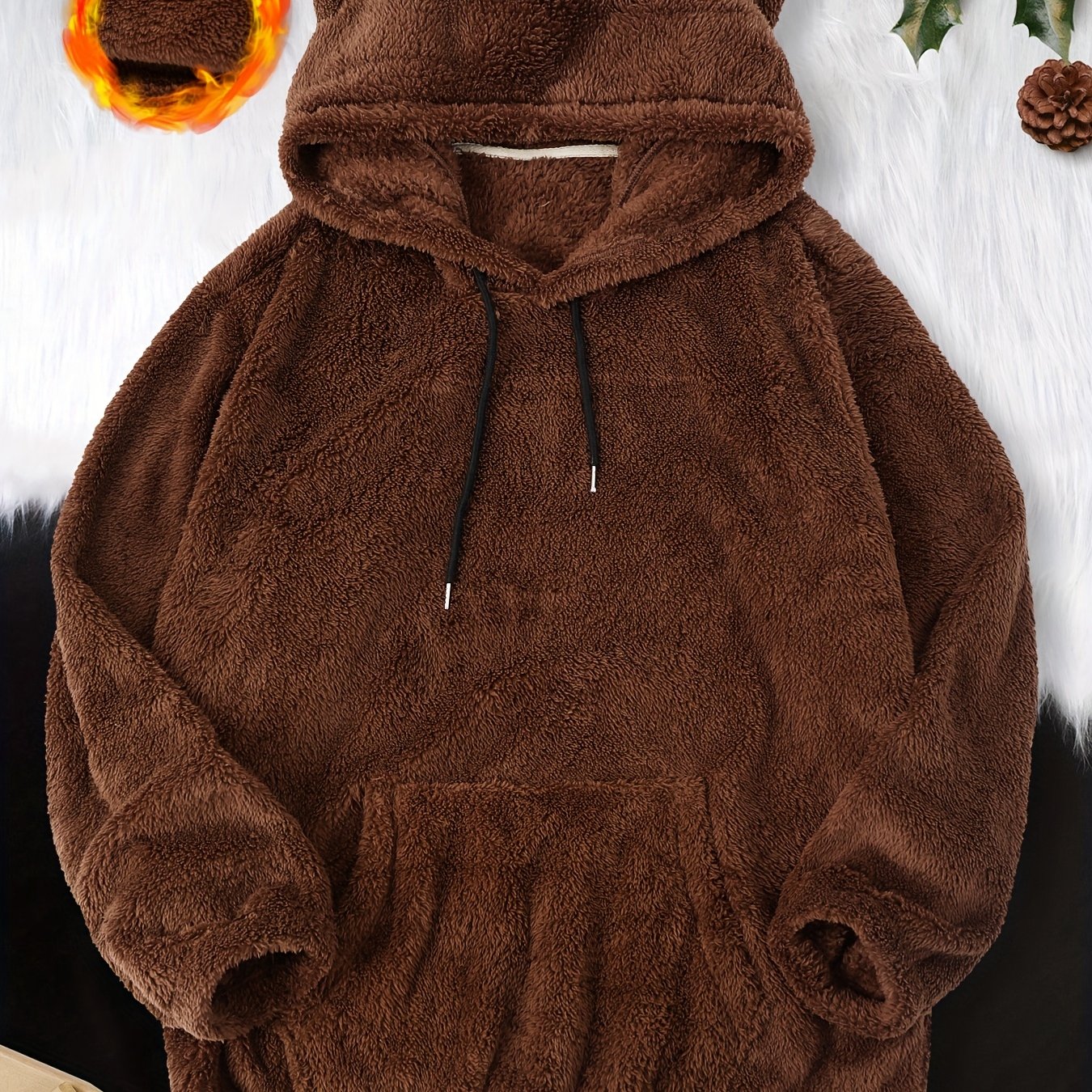 Plus Size Men'-sided Loungewear Casual Hooded Sweatshirt, Plus Size