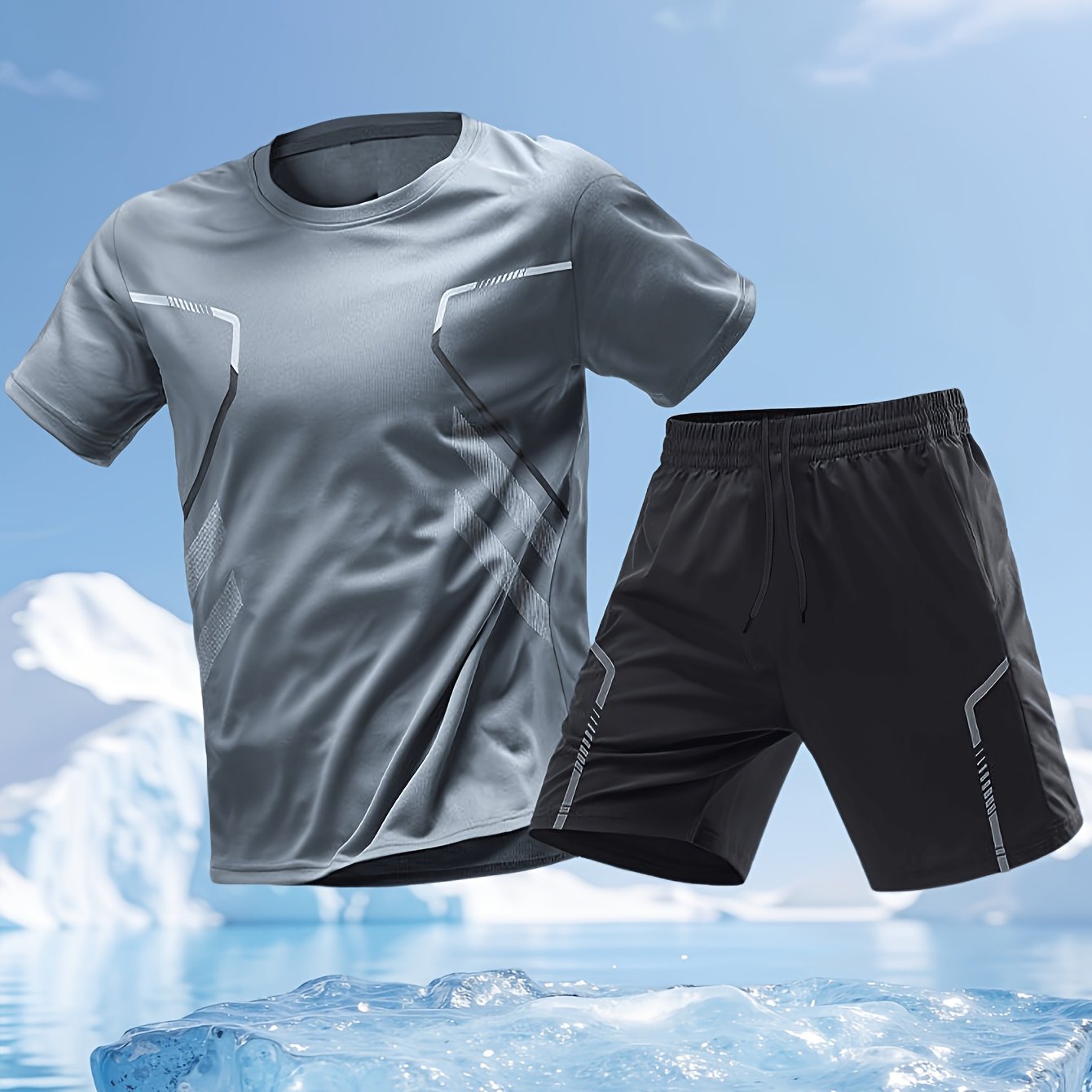 TEMU 2pcs Set Short-sleeve And Shorts Sportswear For Men, Quick- Clothes, Summer Short-sleeve T-shirt And Shorts, Suitable For Basketball, Football,