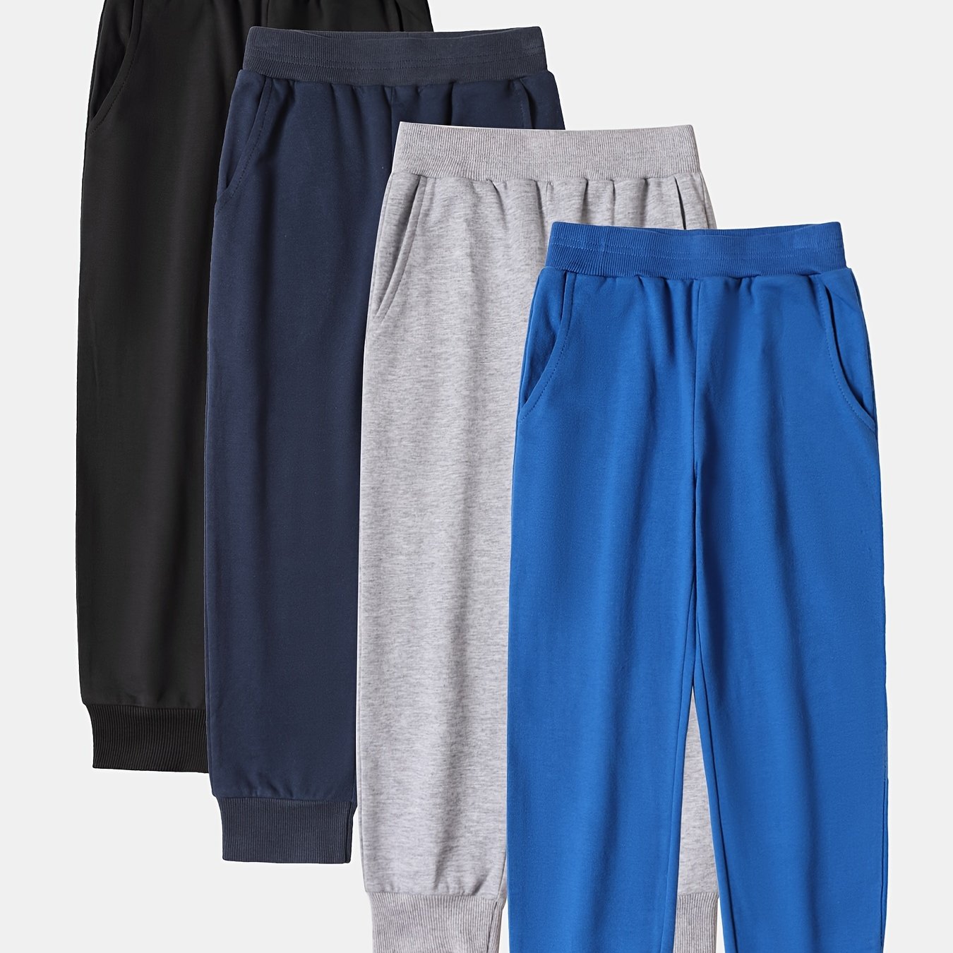 [4pcs] Boys Active Jogger Sweatpants Kids Casual Athletic Solid On Pants, For Outdoor, Back To School Essentials