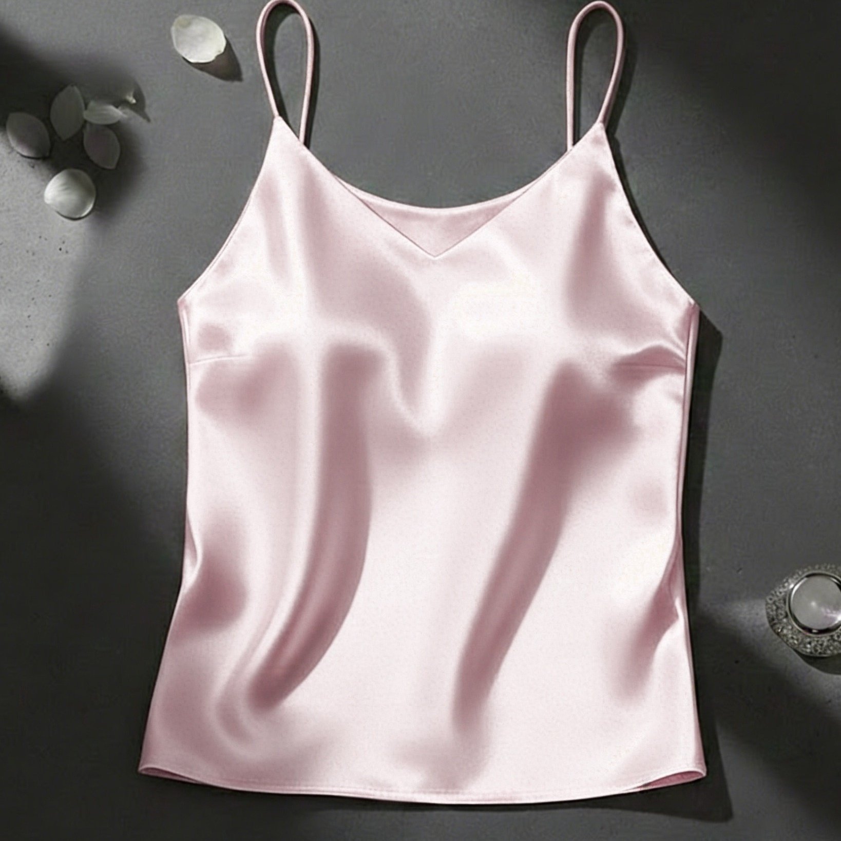TEMU 1pc Women's Camisole Tank Top, Solid Color Backless Top, Satin Small Camisole, Blazer Suit Base Layer, Base Camisole Tank Top