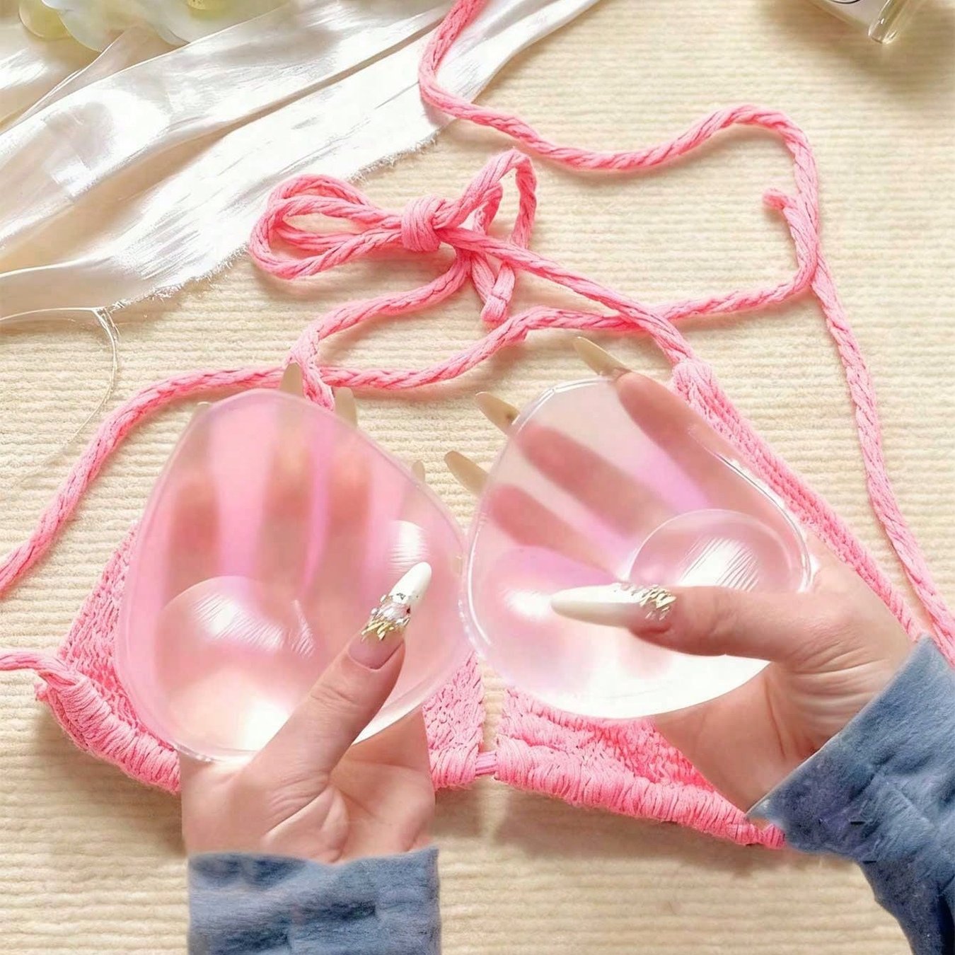 Image of 2pcs Silicone Padded Breast Support Pads, Invisible Removable Padded High Quality Bra Inserts, Suitable For Swimwear, Bikini Tops, S Bras, An Valentine's Day Gift