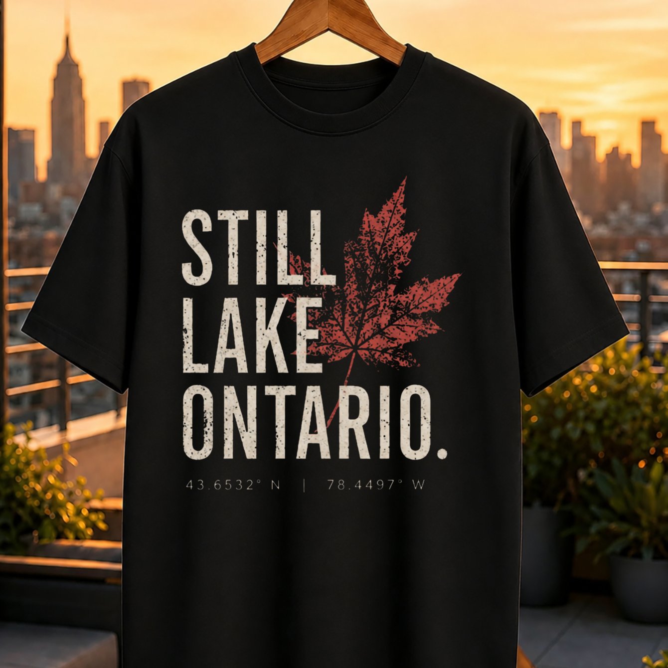 TEMU T-shirt graphique Still avec lettrage crème vieilli, , contour du et coordonnées 436532 N 784497 W imprimées, unisexe, T-shirt 436532 N 784497 W