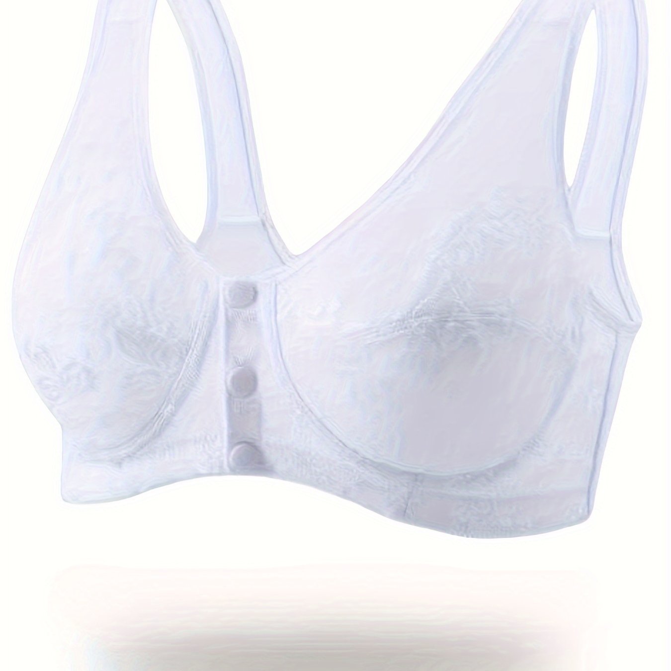 Image of Upgraded Thick Style Wire-free Front-clasp Vest-style Lace Bra For Middle-aged And Elderly Women, Thin Style Push-up Bra, Mom Bra, Easy Bra, Thick Style With Self-added Cup Padding