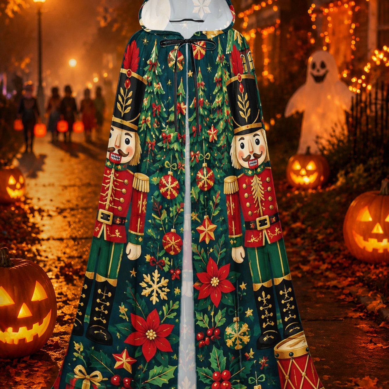 TEMU 1 pieza, Capa con Capucha con Festivos de de la , Bata de Poliéster Unisex para Cosplay de Halloween, Reuniones Navideñas y Vestimenta Festiva