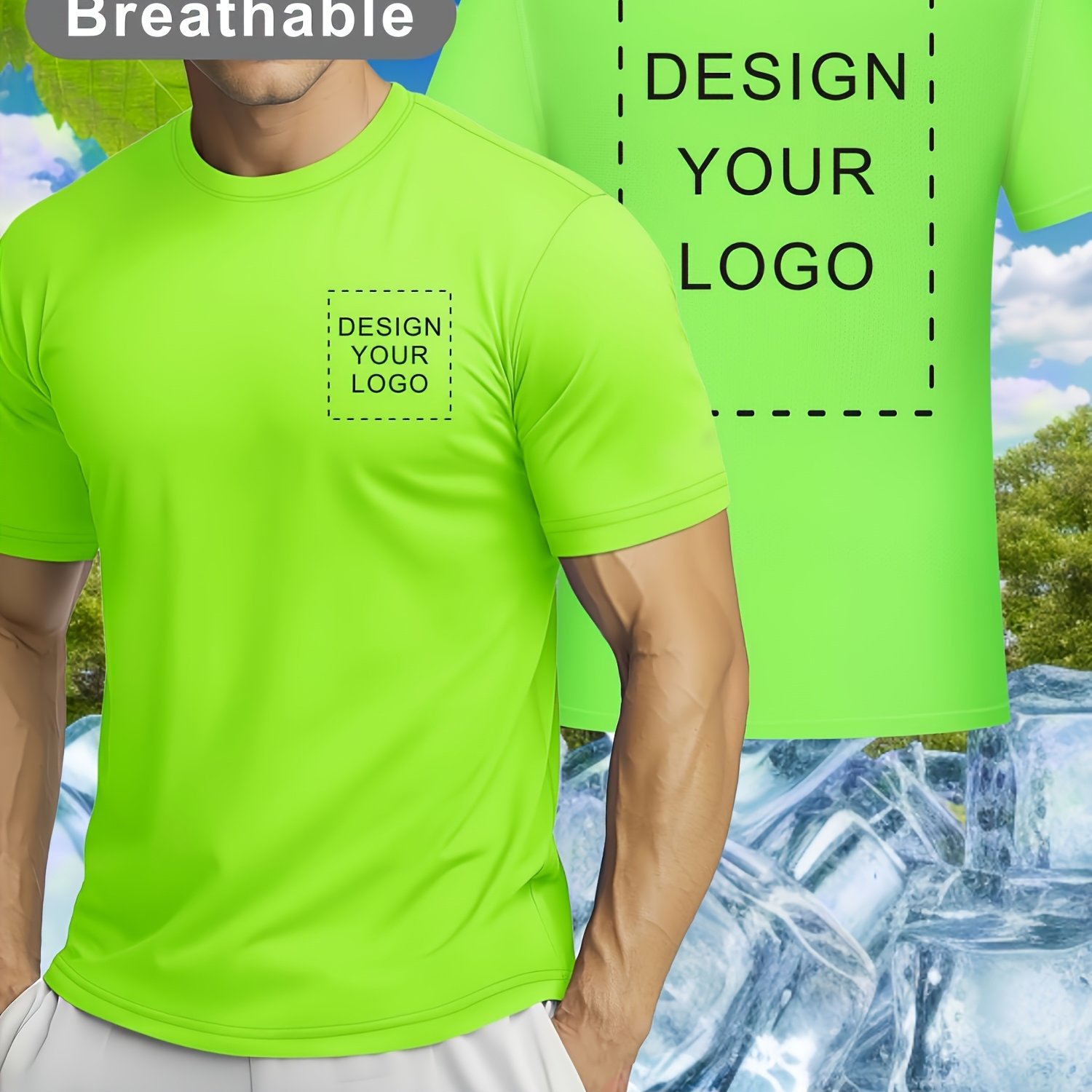 TEMU [custom Item] Men's Quick-dry T-shirt, Personalized Short Sleeve Customization, Customizable Chest And Back, Unique Print, Moisture-wicking And