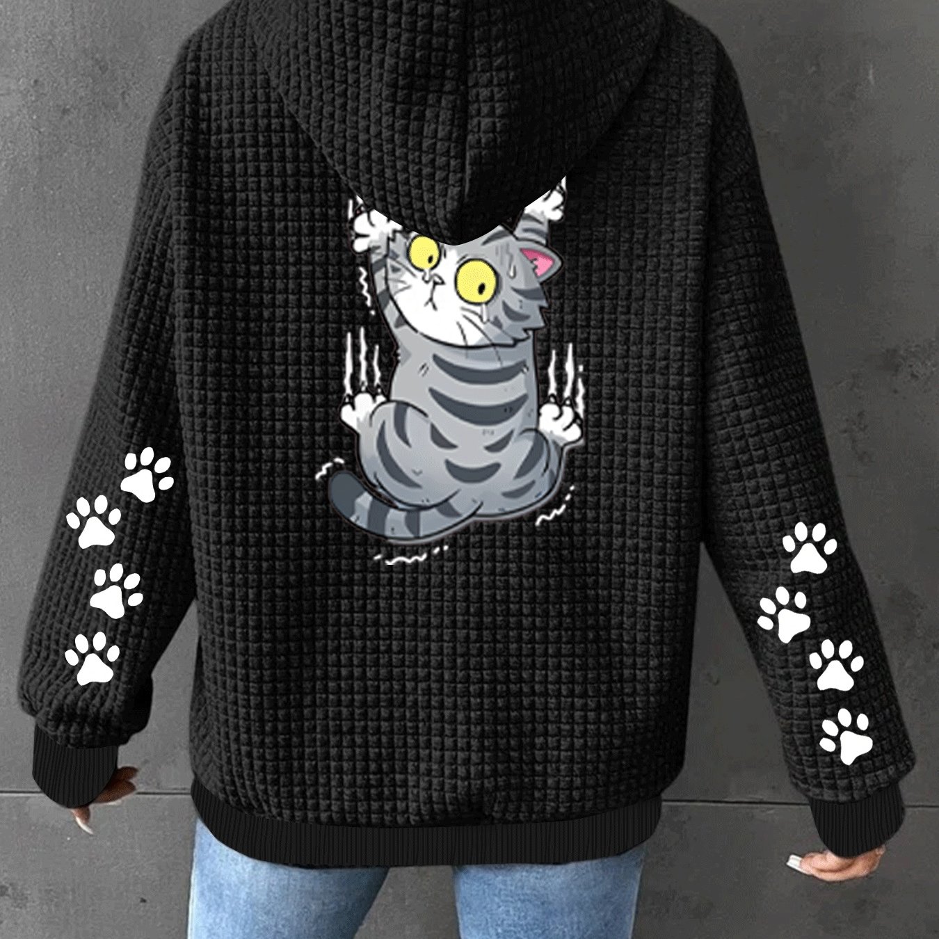 TEMU Comfortable Waffle Women's Jacket, Zip-up Hooded Casual Lightweight Comfortable Outerwear, Women's Top Casual Sport Coat. Trendy Printed Women's