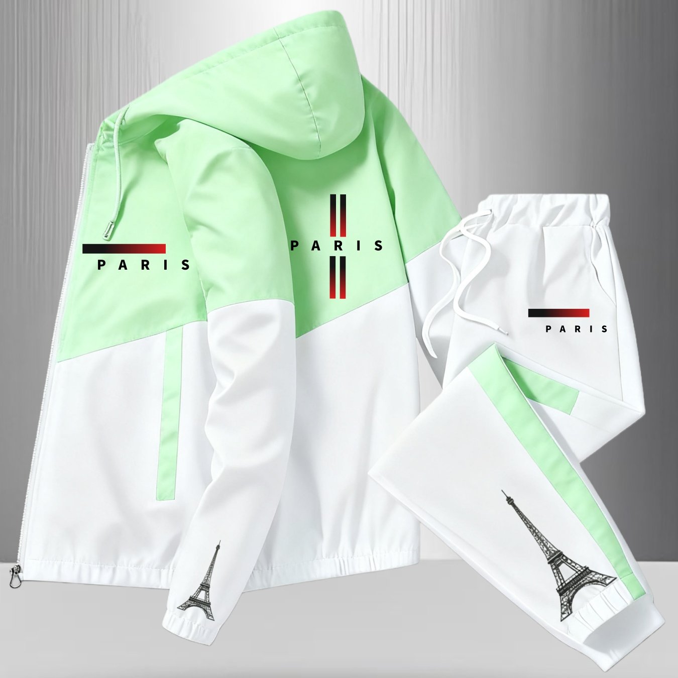 2pcs Set. New Arrival: Unisex Casual And Stylish 3d Printed Windproof Zip-up Jacket Set. In Styles And Colors, Suitable For , Plus Size