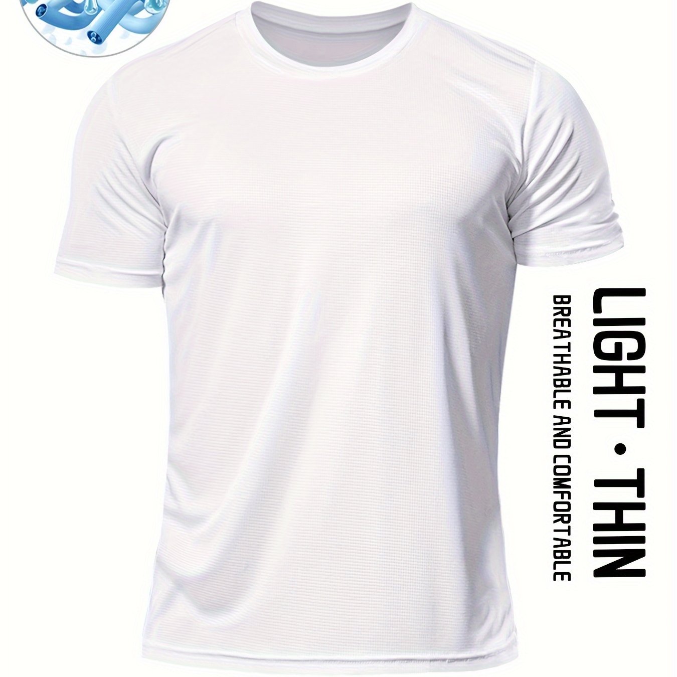 TEMU Men's Athletic T-shirt, Short Sleeve Quick Dry Breathable Tees For Summer Sports